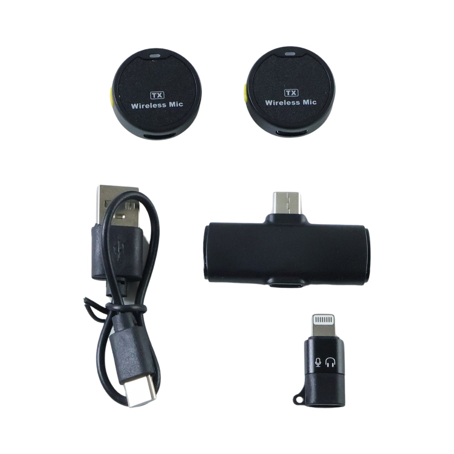 Portable Wireless Lavalier Microphone Dual Clip-On Mic Set (1 Set)