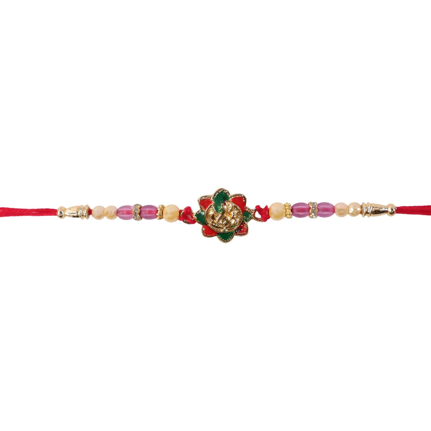 Vibrant floral beads Rakhi with Ganesha design for Rakshabandhan