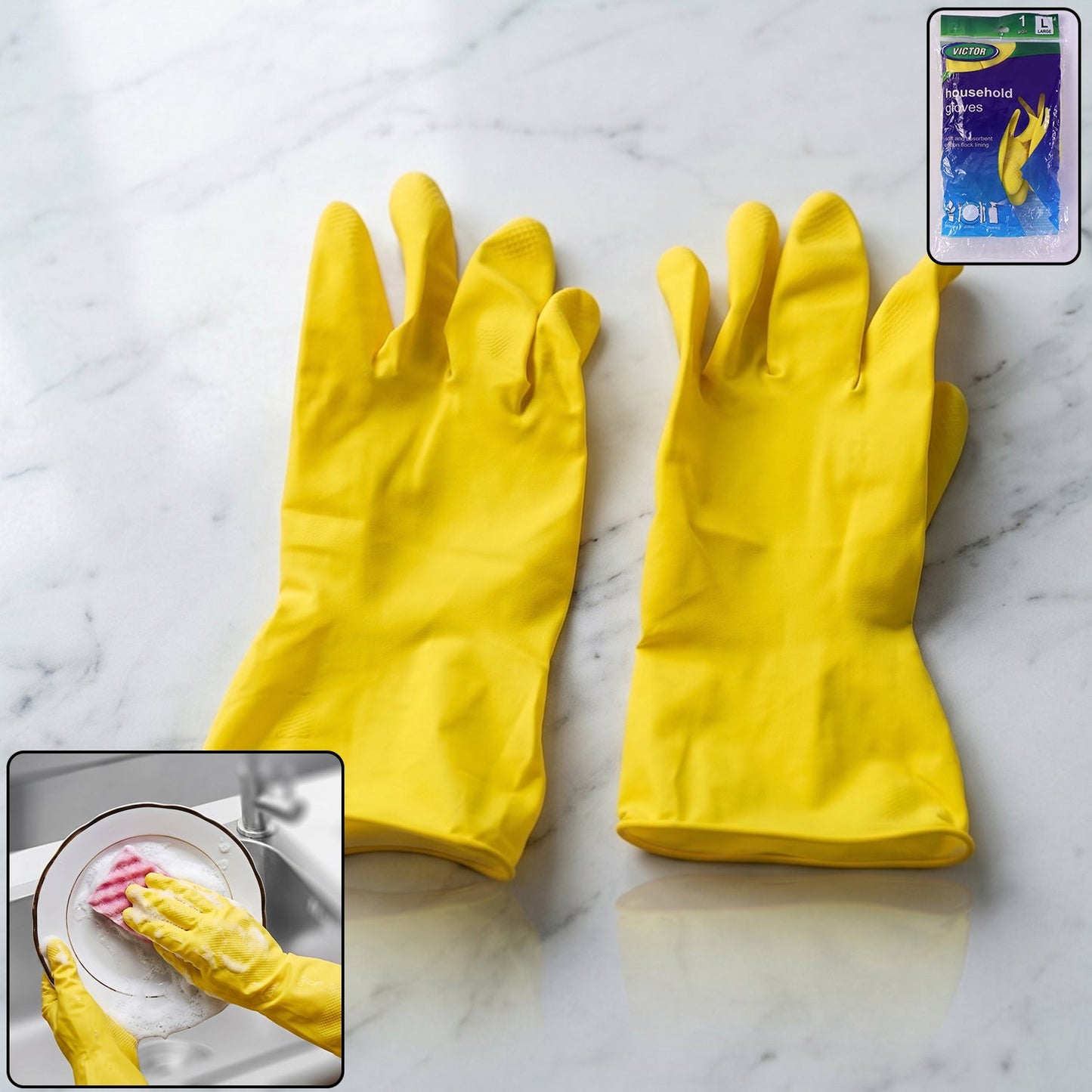 Large yellow victor cleaning gloves