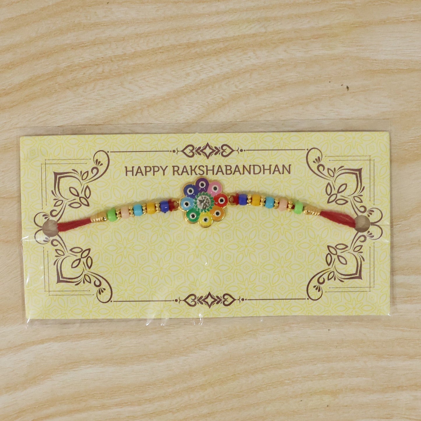 Vibrant multicolor Rakhi with evil eye for sibling celebration