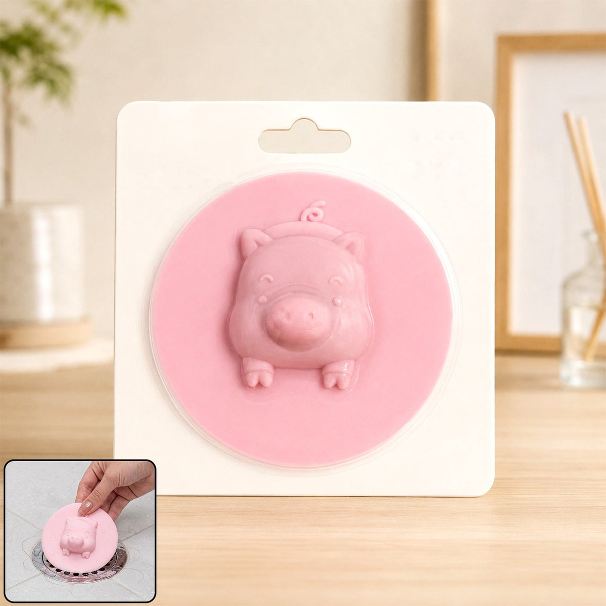 Silicone Floor Drain Cover - Cute Pig Design - Anti-Odor & Pest Block
