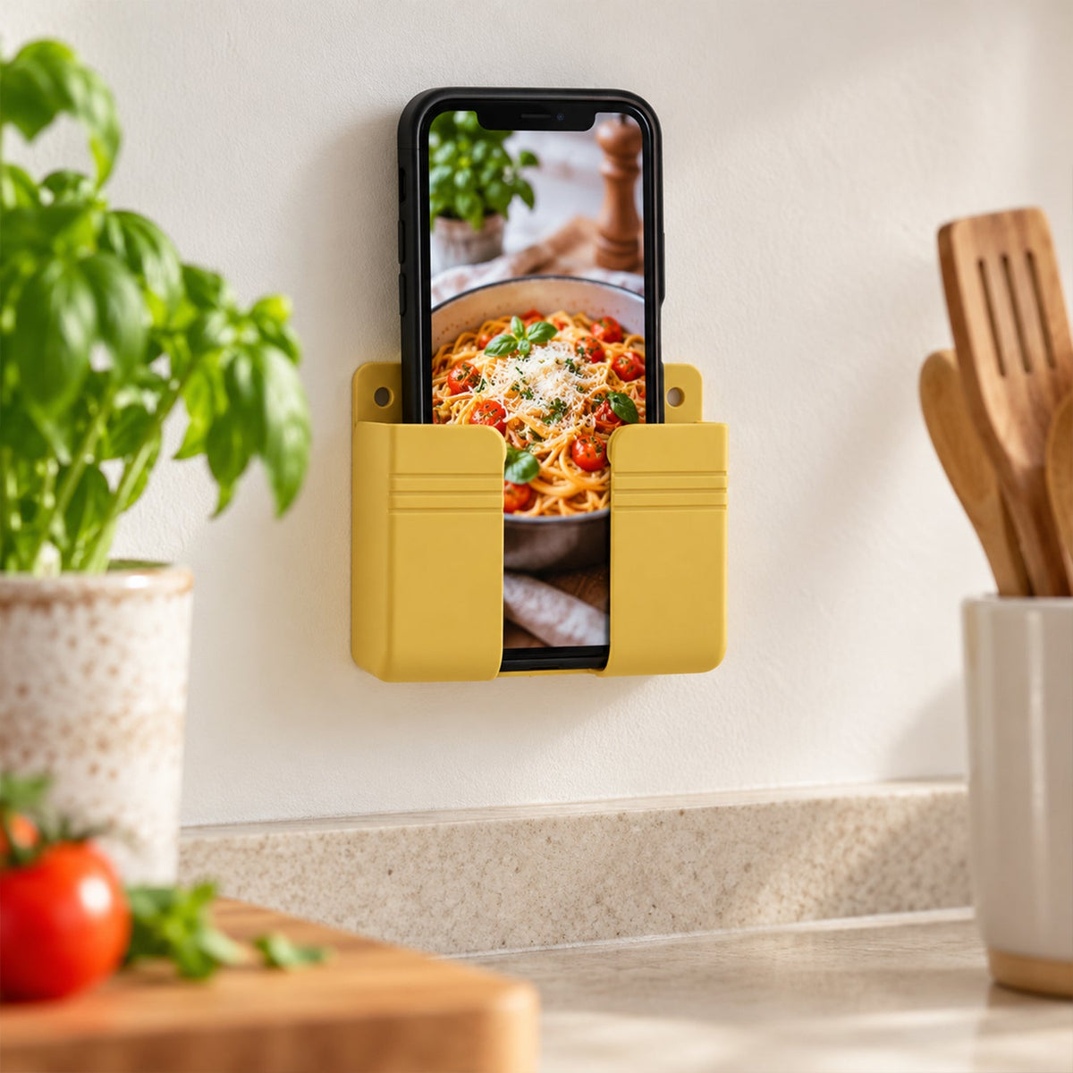 Adhesive Wall Mobile Phone Holder Stand with Charging Cable Opening (1 Pc)