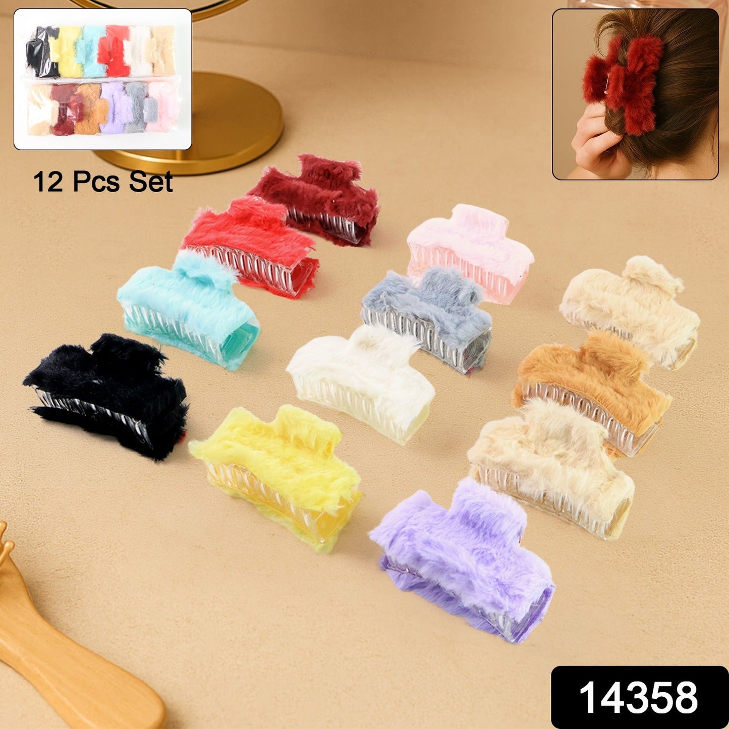 Soft Velvet Furry Hair Clutcher Clips