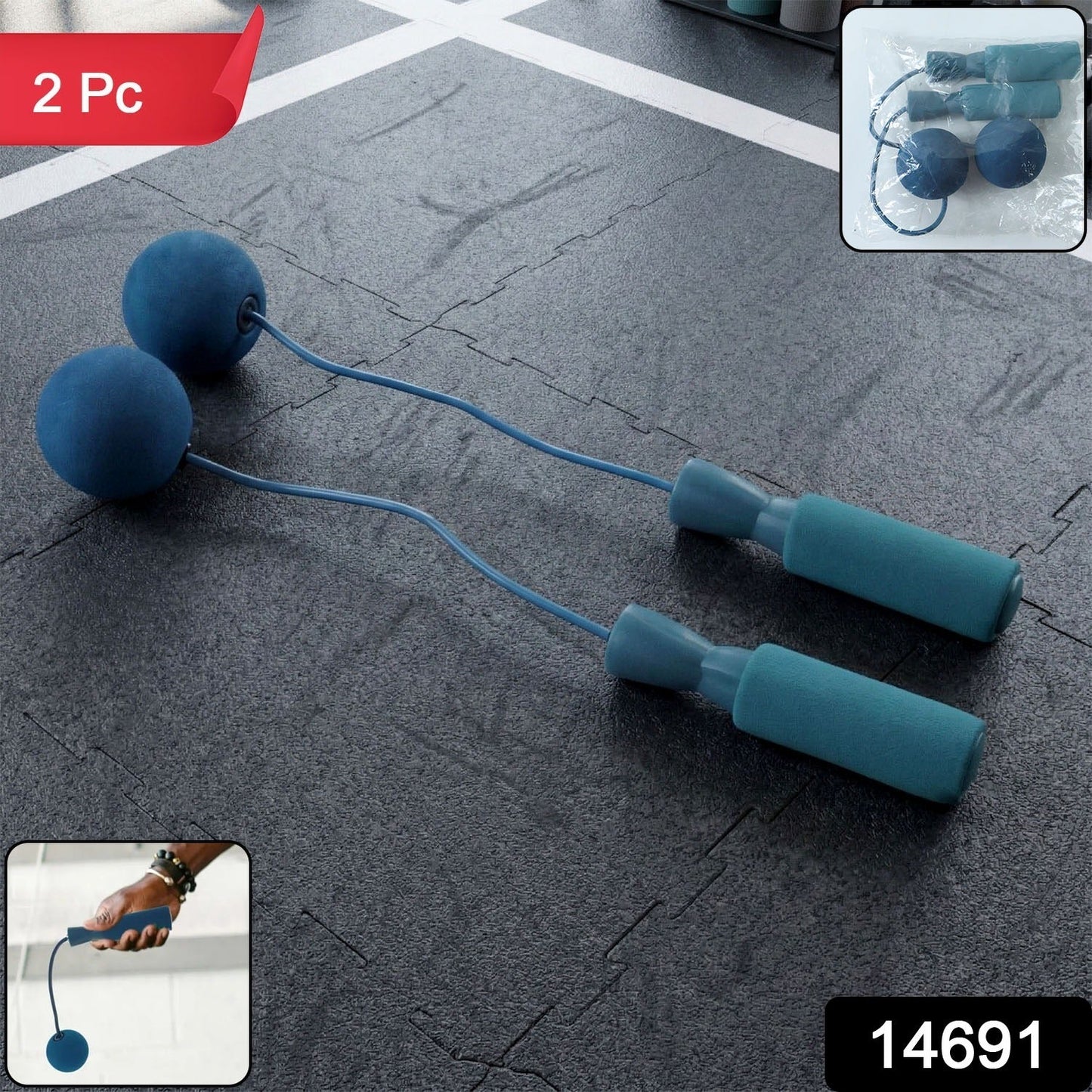 Fitness Wrist Ball Exercise Tool with Handle Grip (2 Pc)