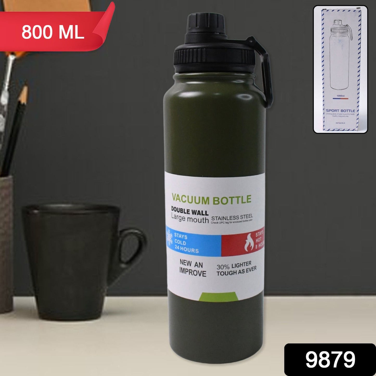 Stainless Steel Double Wall Vacuum-Insulated Drink Water Bottle (800 ML / Mix Color)