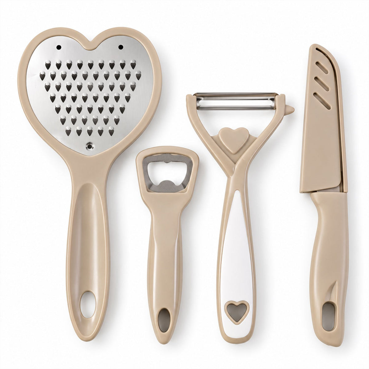 Kitchen Tool Set with Grater Peeler Bottle Opener and Covered Knife (4 In 1)