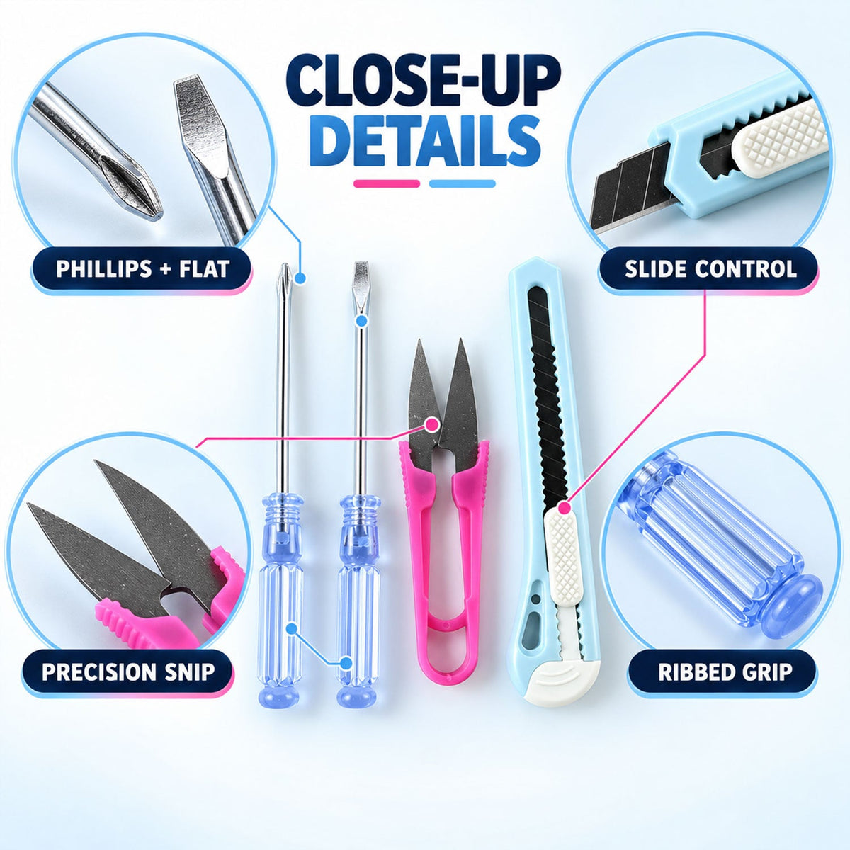 Mini Tool Kit with Screwdrivers Cutter and Thread Snips for Home (4 In 1)