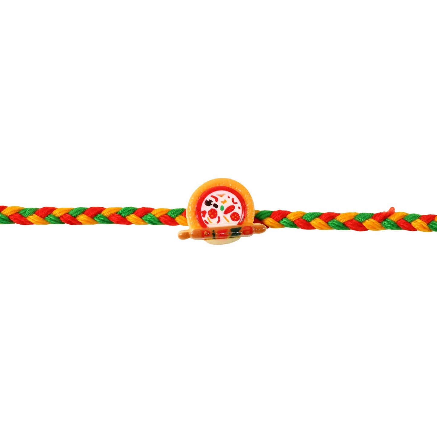 Thread detail of kids rakhi with multicolor thread