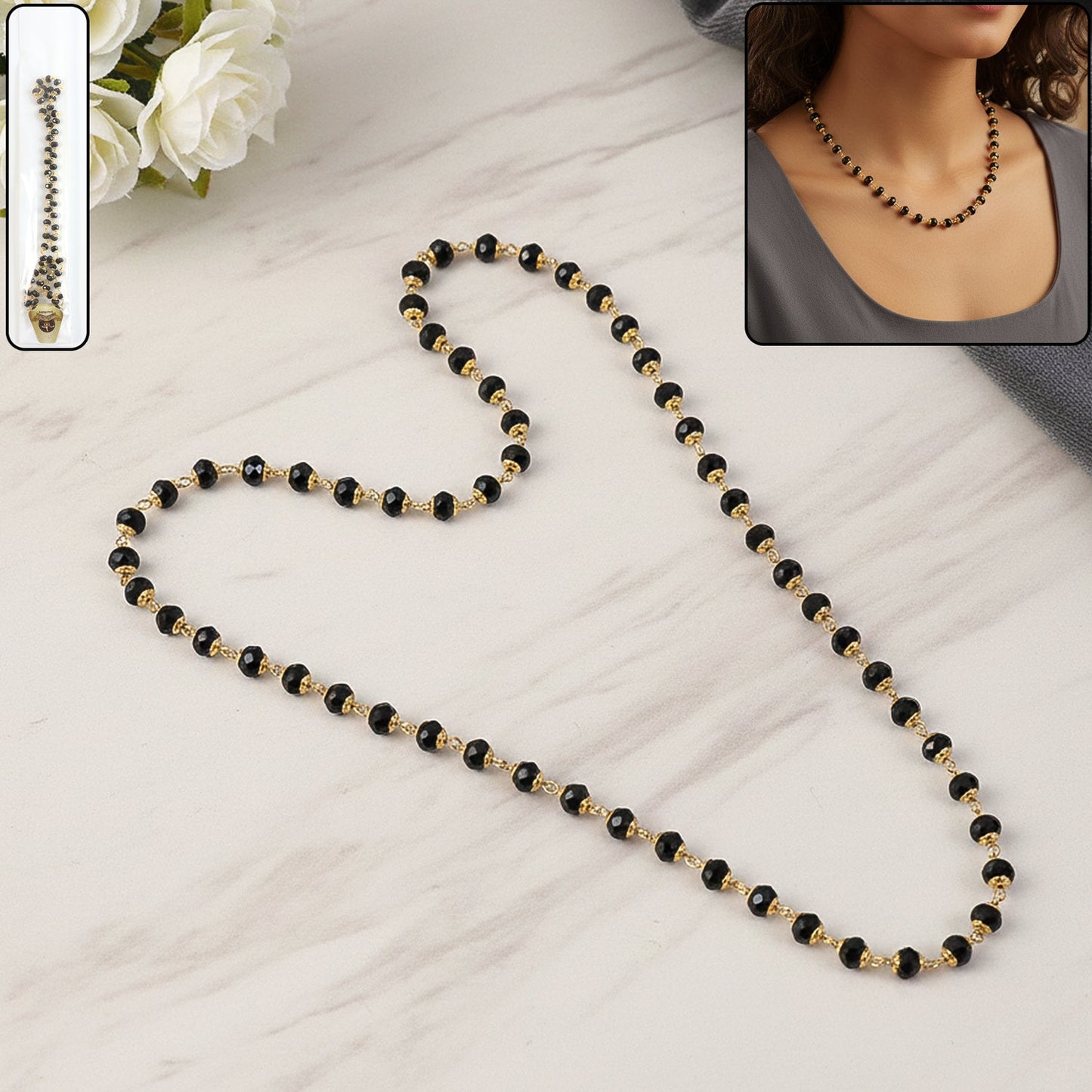 Gold-tone oval necklace