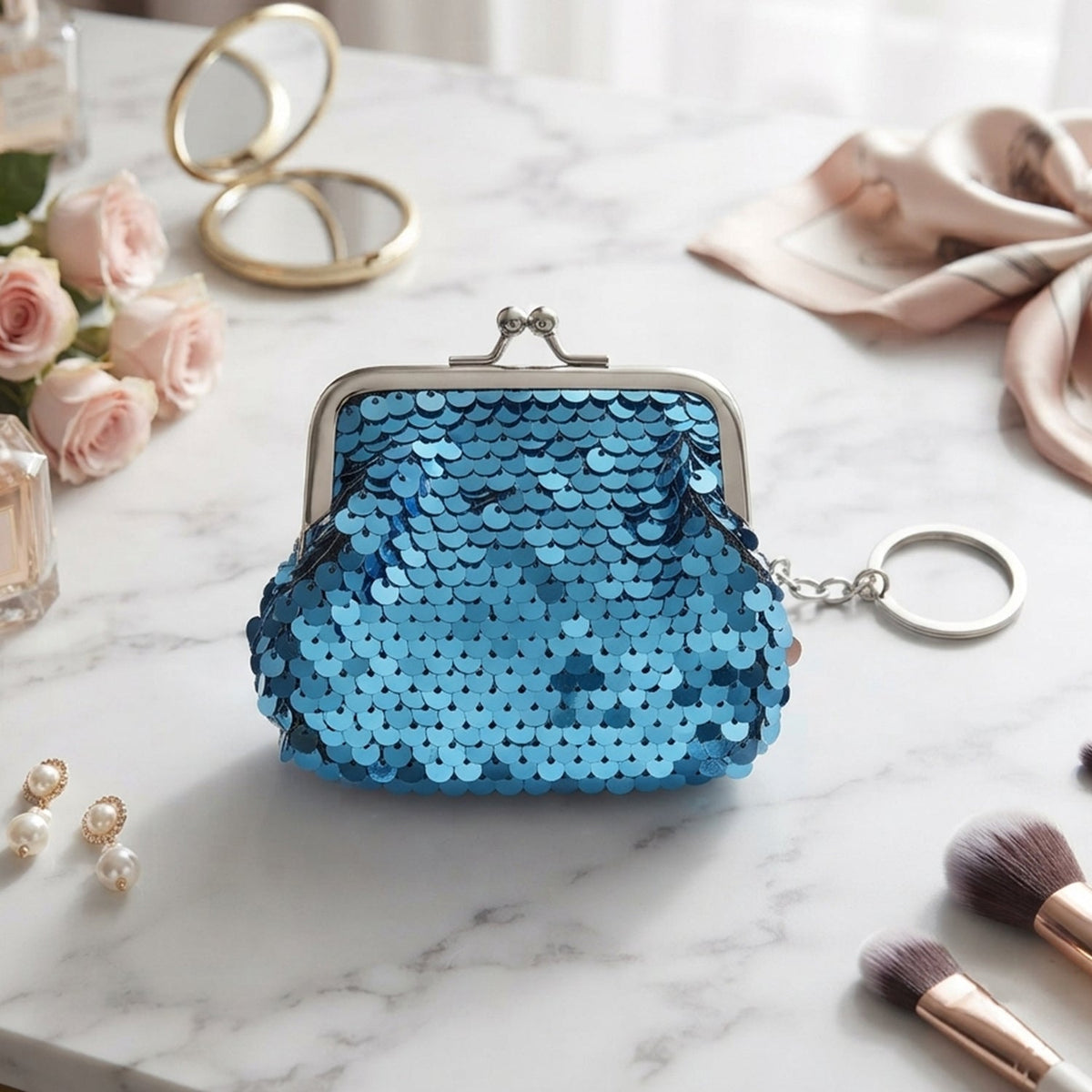 Cute Mini Coin Pouch with Key Ring for Travel Bags and Backpacks (1 Pc)