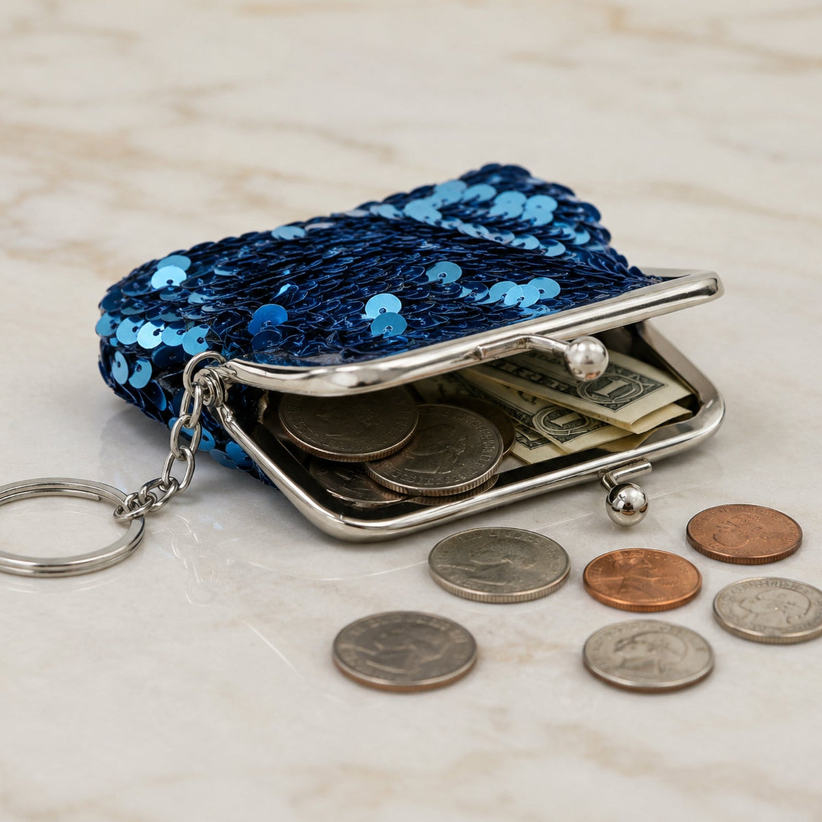 Cute Mini Coin Pouch with Key Ring for Travel Bags and Backpacks (1 Pc)
