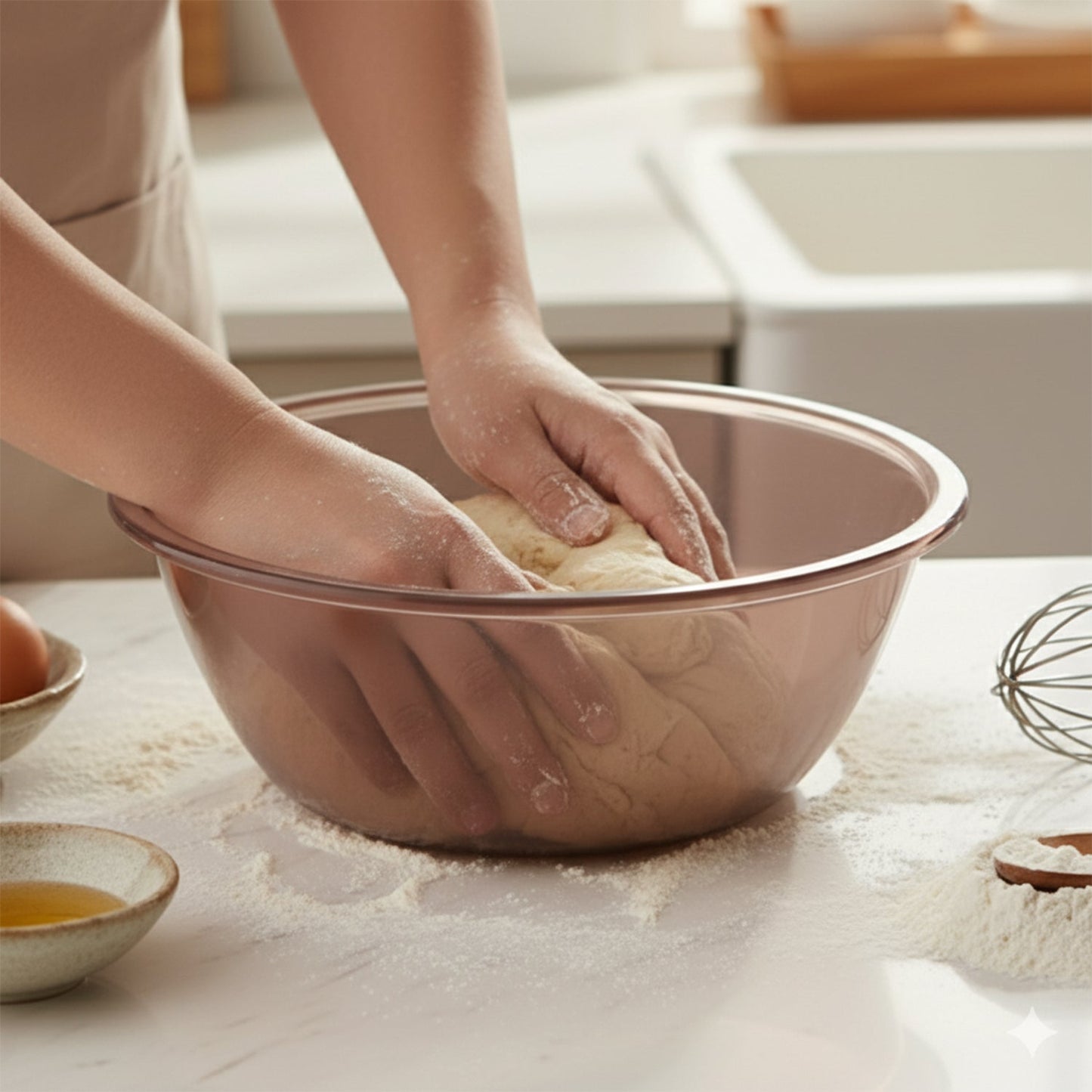Transparent Multipurpose Mixing and Serving Bowl (25 x 25 cm, 1 Pc)