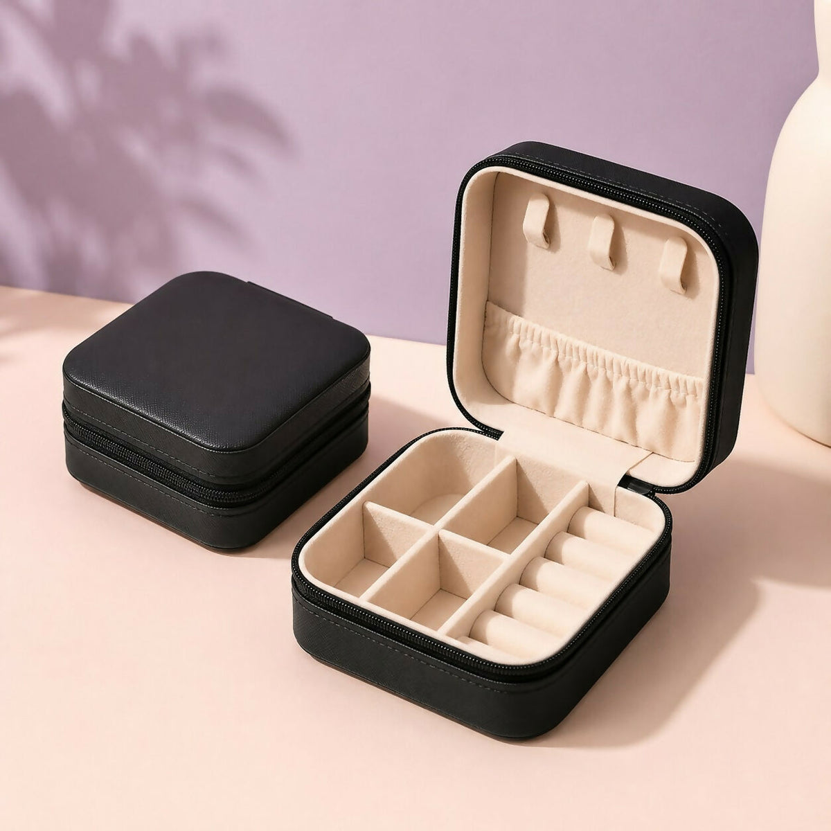 Portable PU Leather Travel Jewelry Organizer for Rings & Earrings