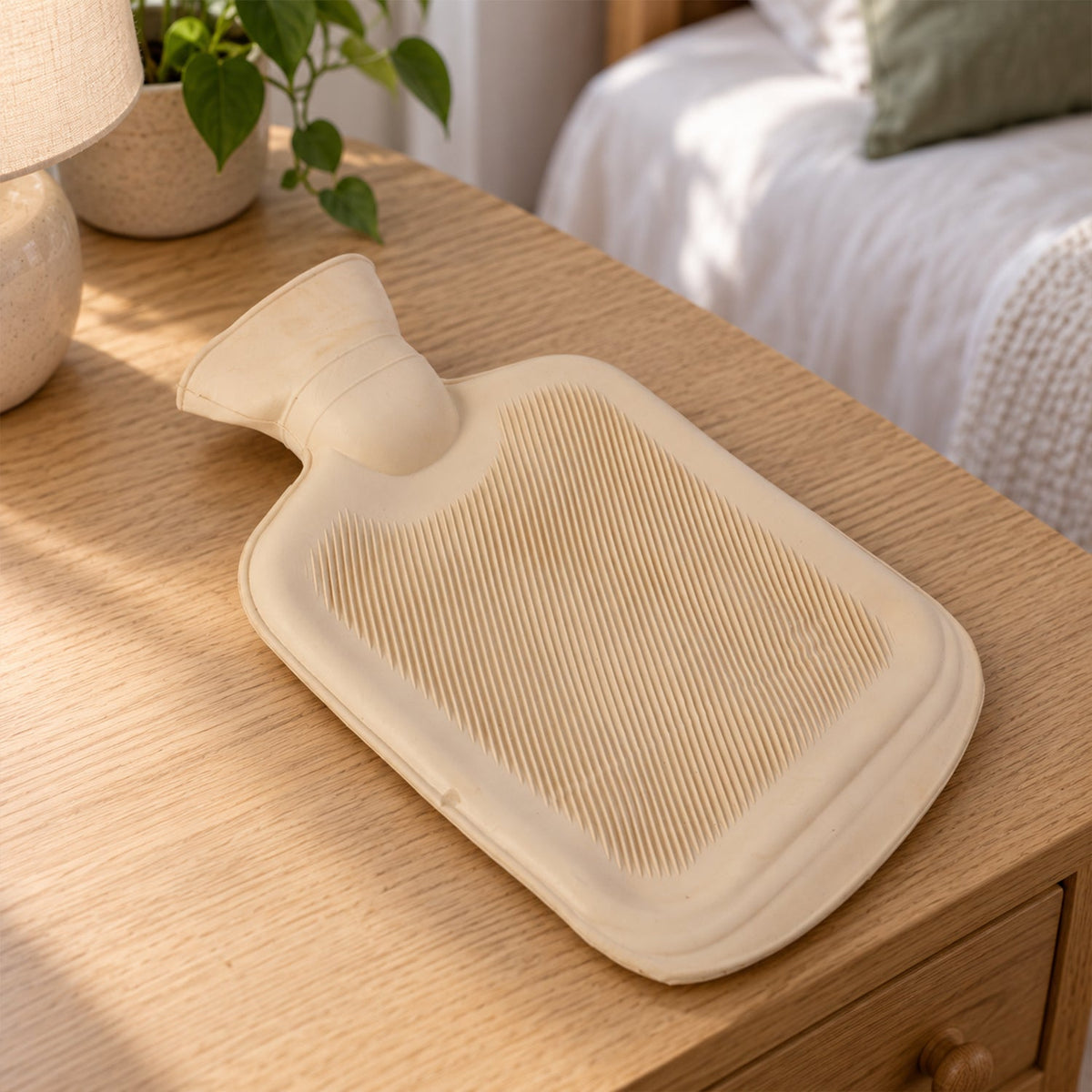 Rubber Hot Water Bag with Ribbed Surface & Wide Filling Neck for Home (1 Pc)