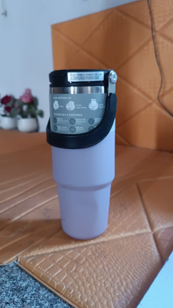 Stainless Steel Vacuum Insulated Coffee Cups Travel Mug With Straw (900 ML Approx / 1 Pc)