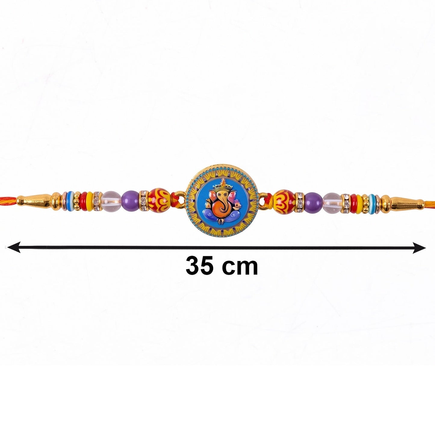 Side view of Lord Ganesha Rakhi on soft thread