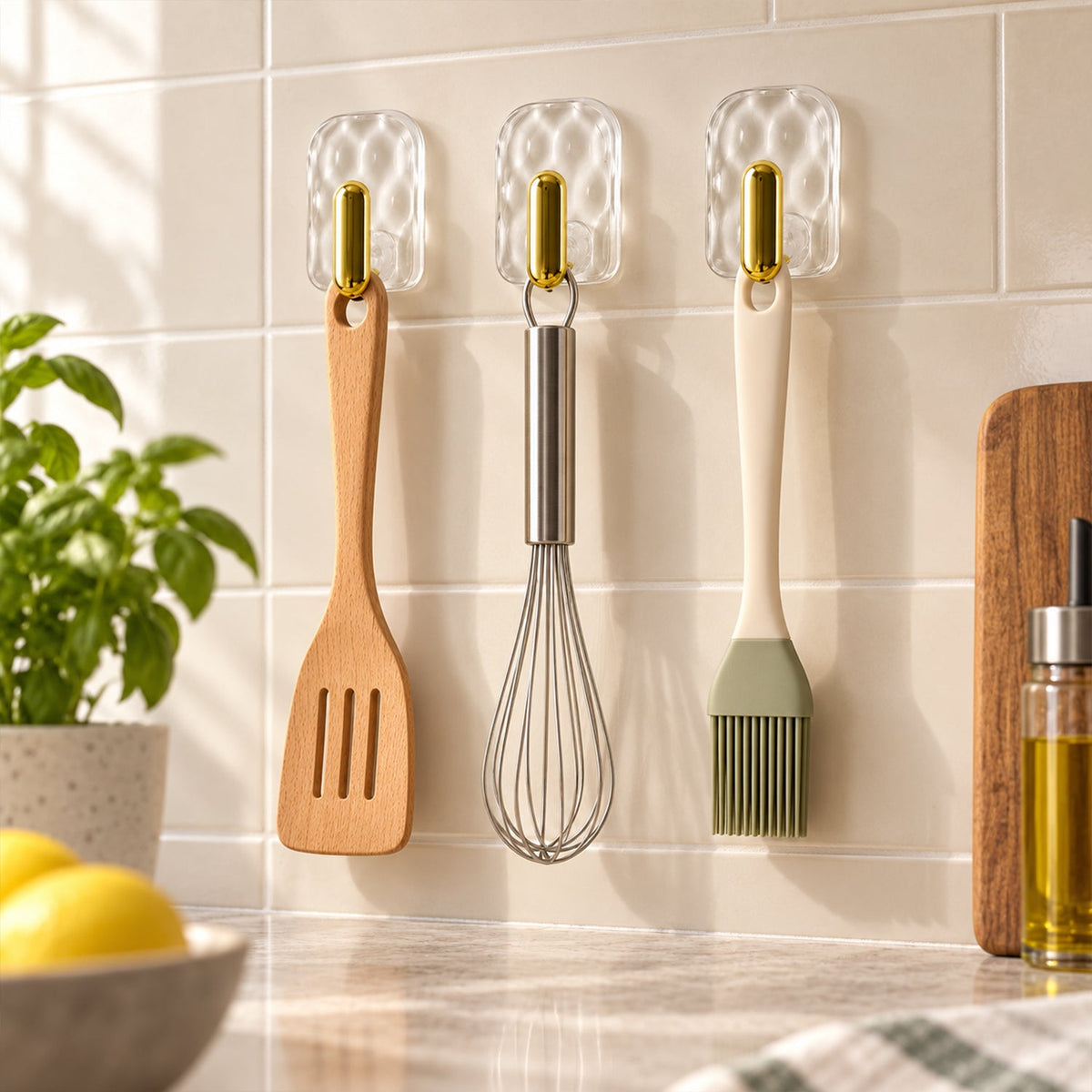 Transparent Self Adhesive Wall Hooks for Kitchen and Home Storage (6 Pc)