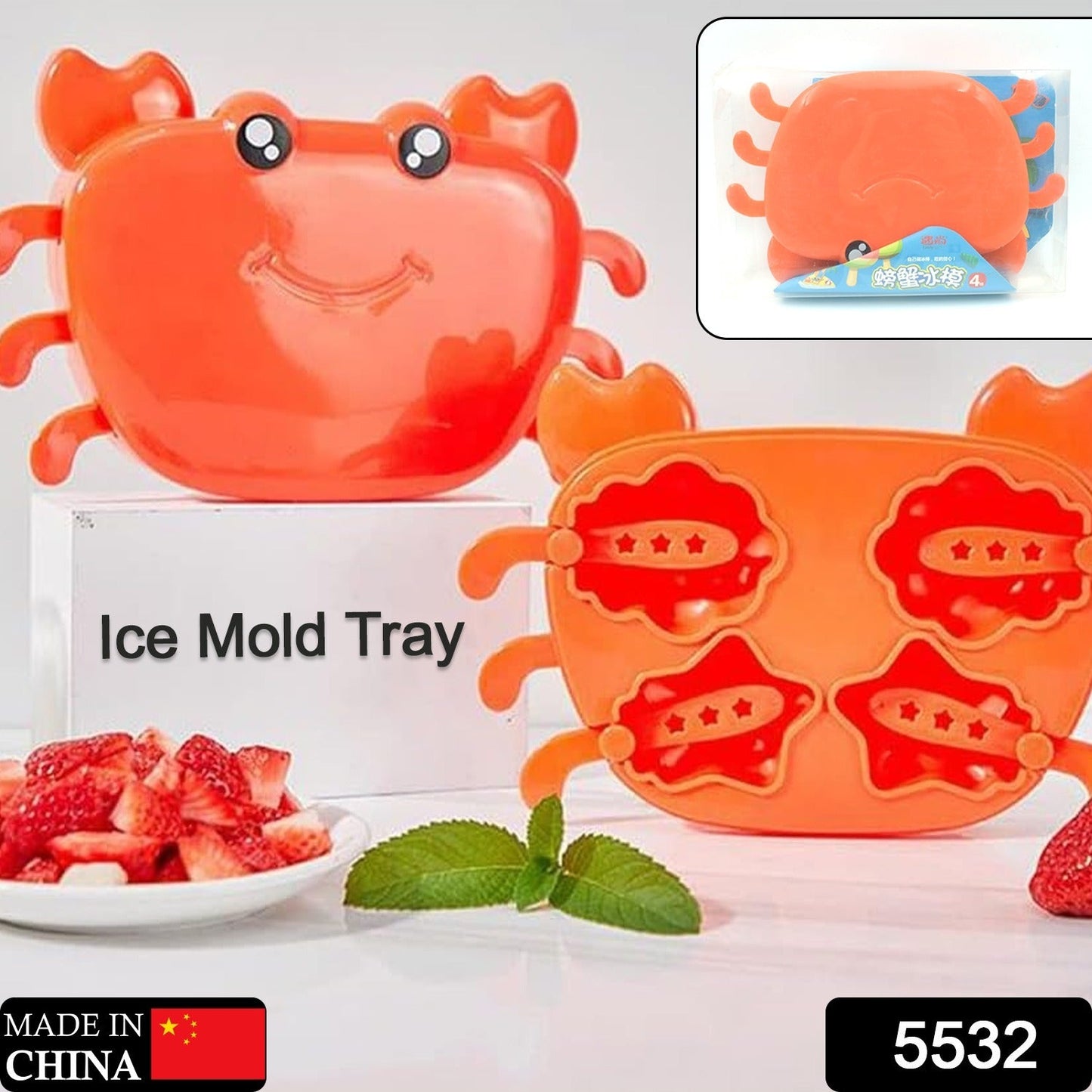 Creative Crab Shape Ice Mold Tray Silicone Ice Cube Maker Fun Cartoon Ice Tray (1 Pc)