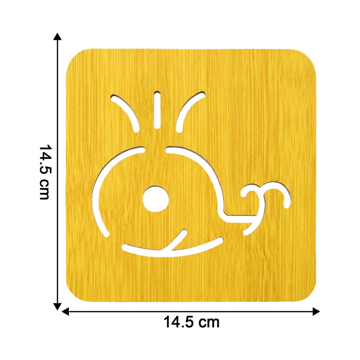Square Wooden Whale Design Drink Coaster with Anti Slip Base for Table (1 Piece)