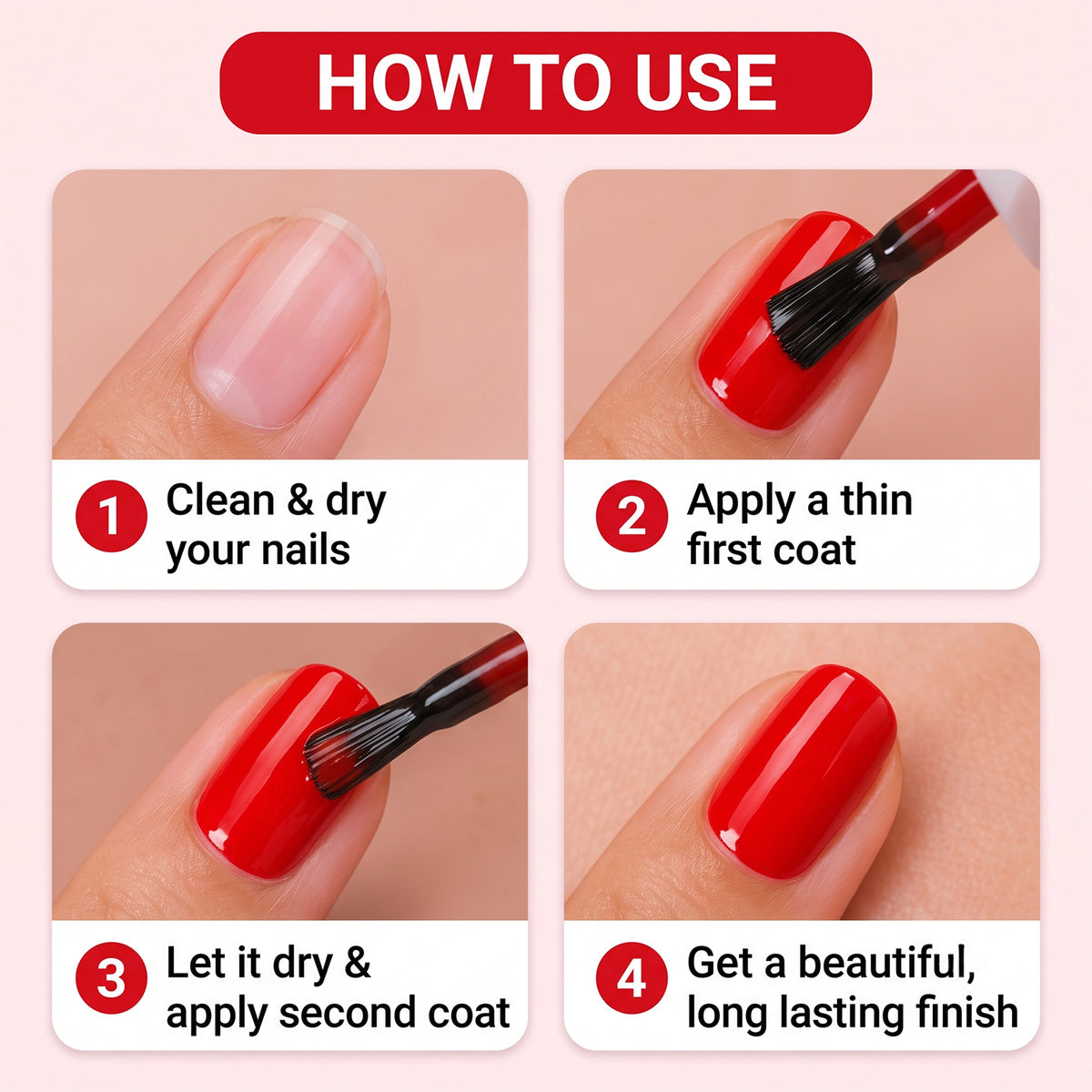 Classic Red Colour Nail Polish with Matte Finish & Brush Applicator (10 ML)