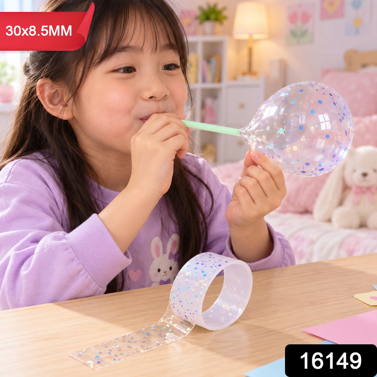 Glitter Nano Bubble Craft Tape with Straw for Creative DIY Activities (1 Pc)