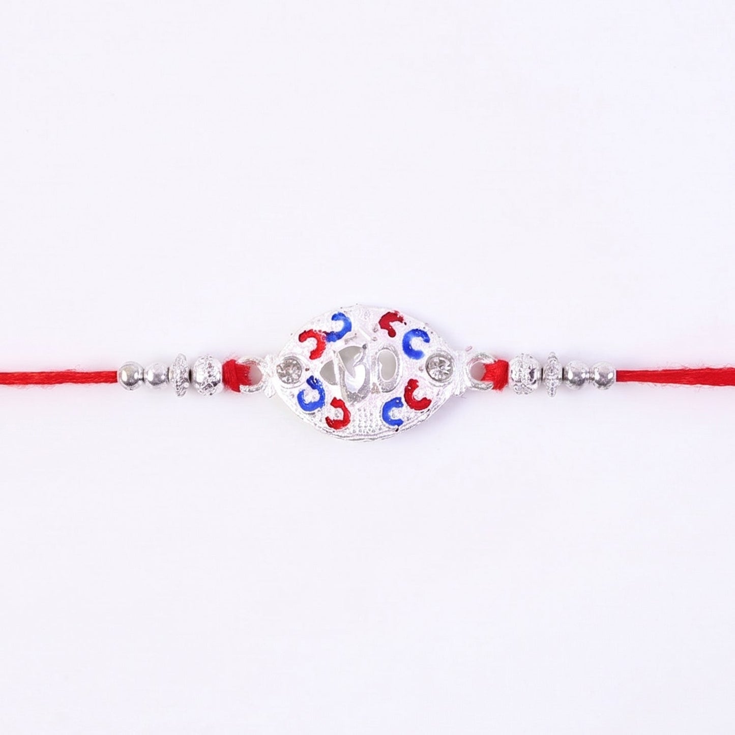 Colorful decorative beads on traditional Raksha Bandhan rakhi