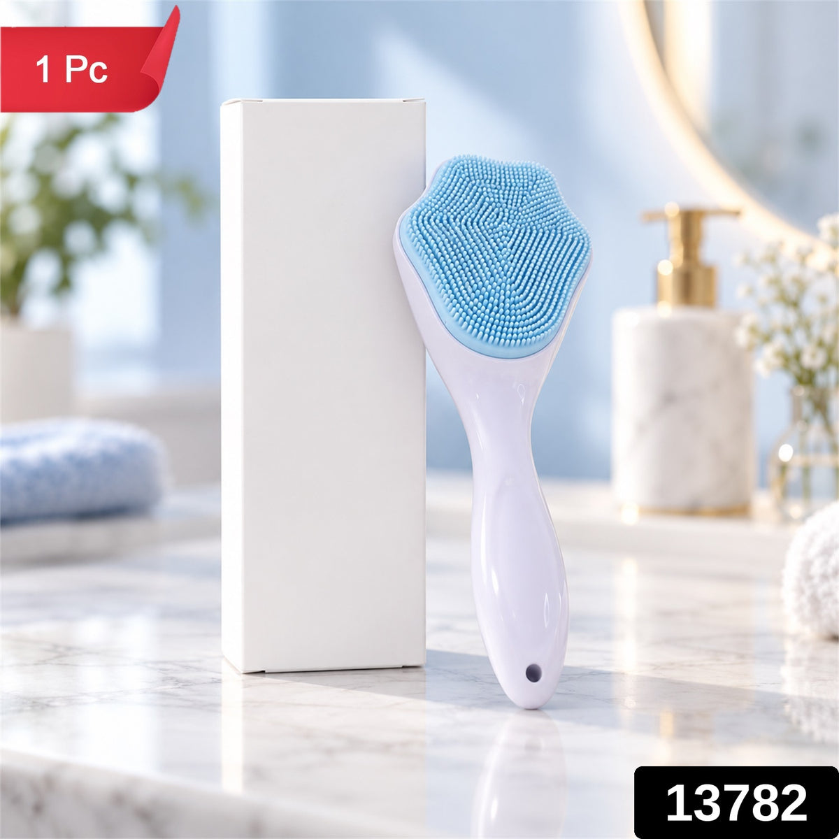 Silicone Face Scrubber Brush with Handle for Facial Cleansing & Massage (1 Pc)