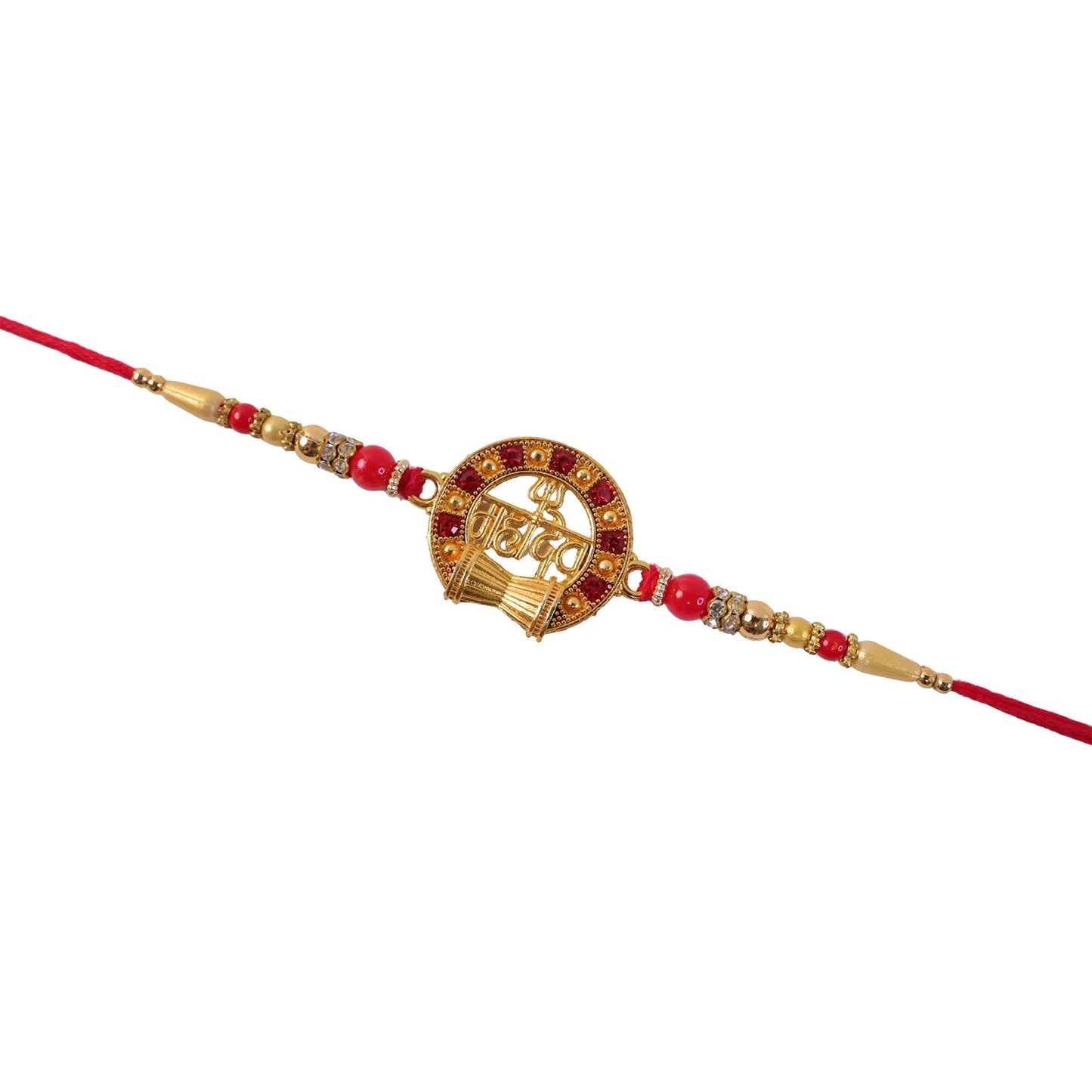 Stylish traditional rakhi in vibrant colors with bead embellishments