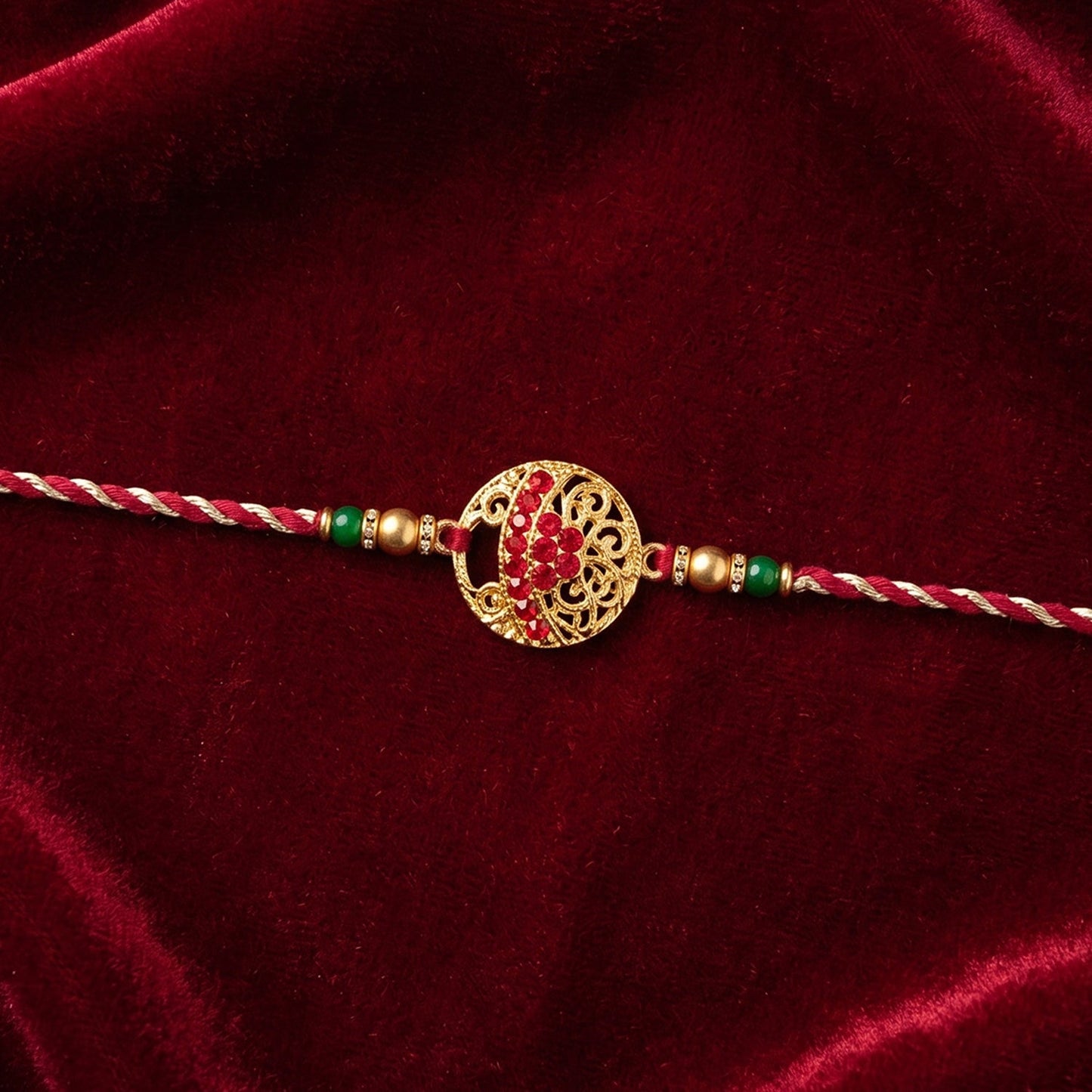Part of festive Rakhi collection featuring elegant designs for online shopping