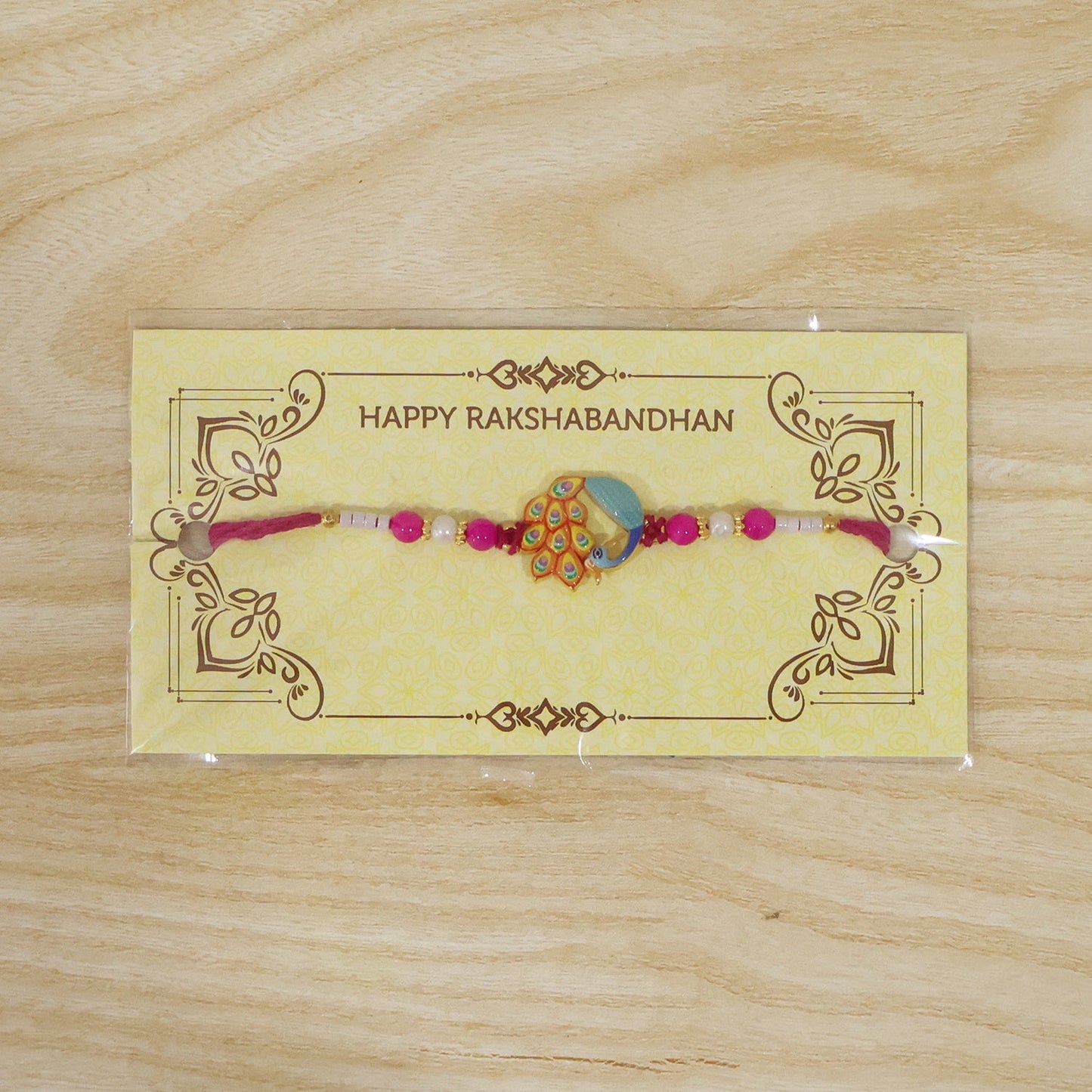 Peacock themed Rakhi symbolizing love and protection