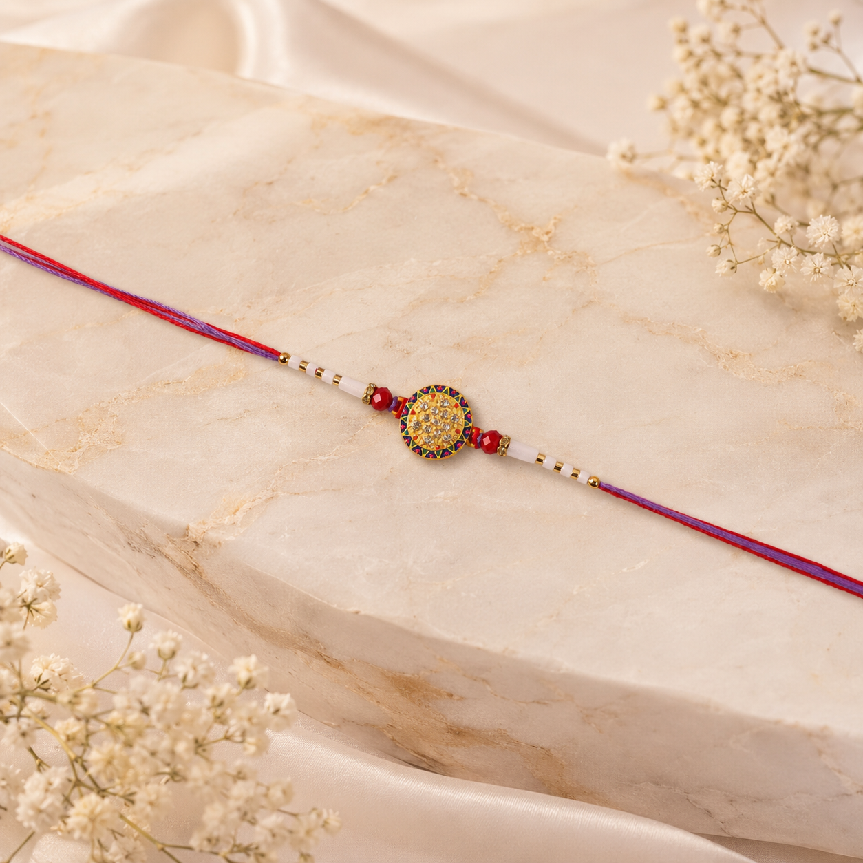 Elegant rakhi with colorful beads and modern festive look