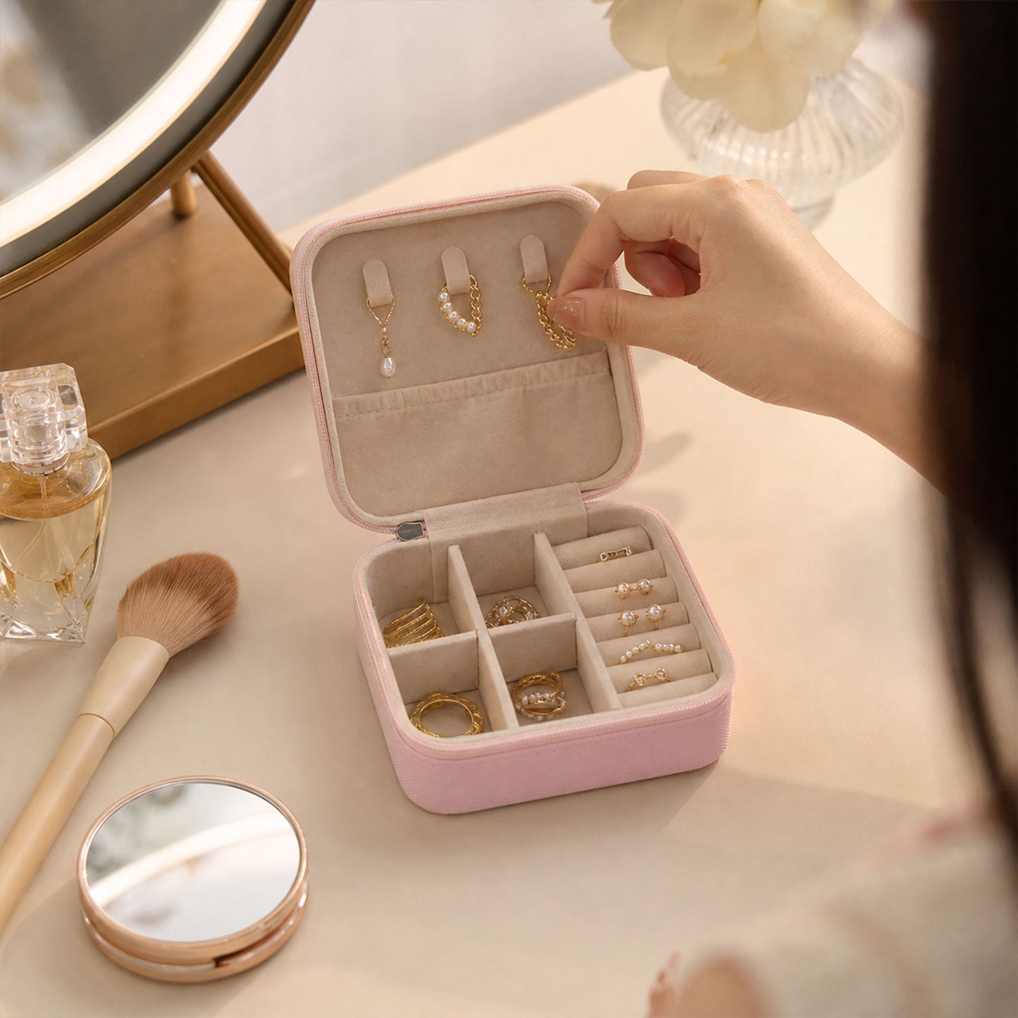 Mini PU Leather jewellery Box for Travel & Storage