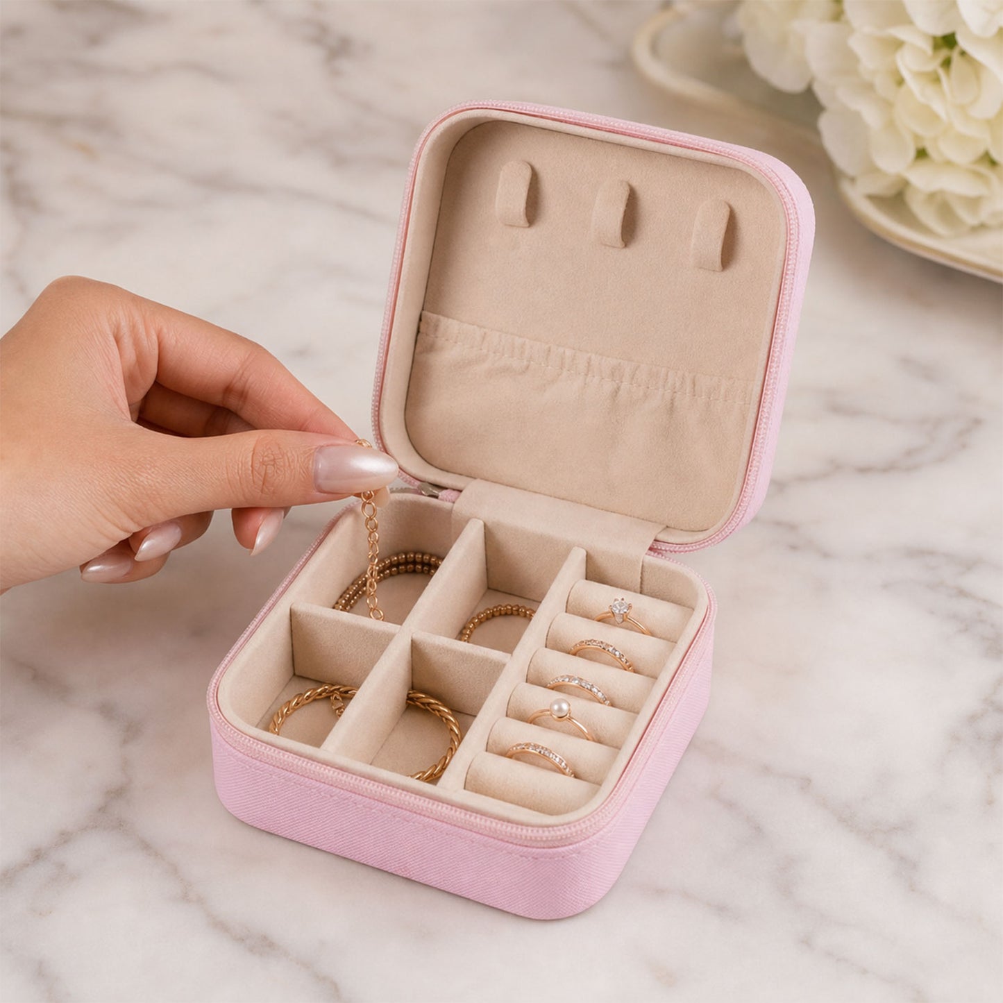 Mini PU Leather jewellery Box for Travel & Storage