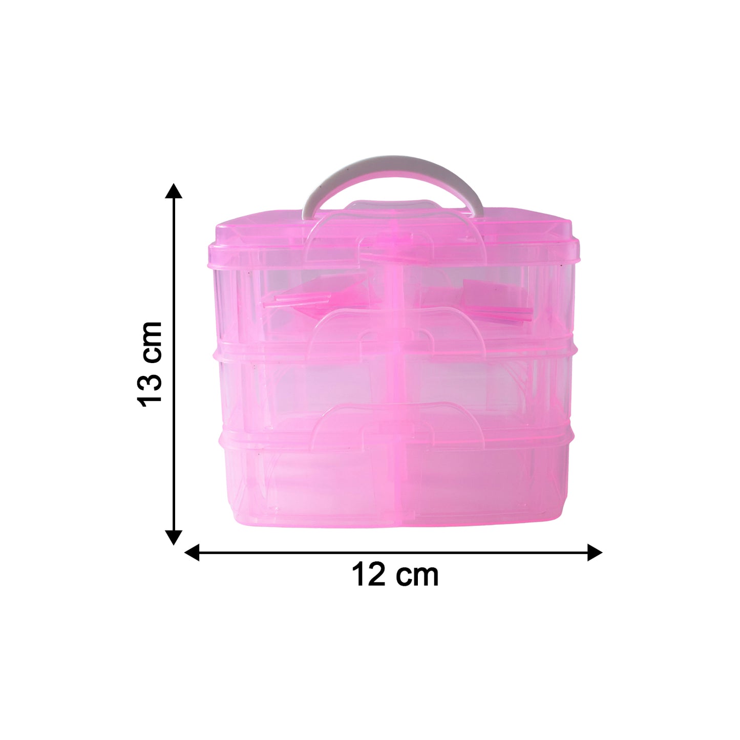 3-Tier 18 Sections Transparent Stackable Adjustable Compartment Slot Plastic Craft Storage Box