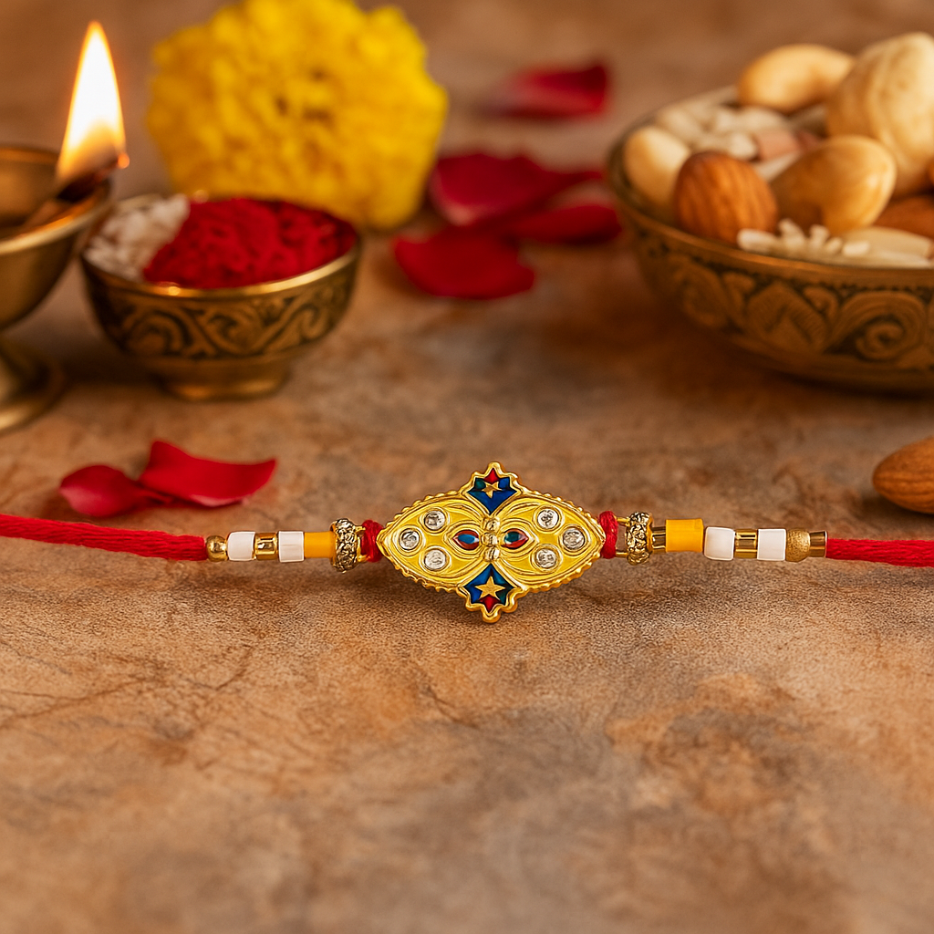 Floral Petal Rakhi with elegant petal pattern on soft background for Raksha Bandhan