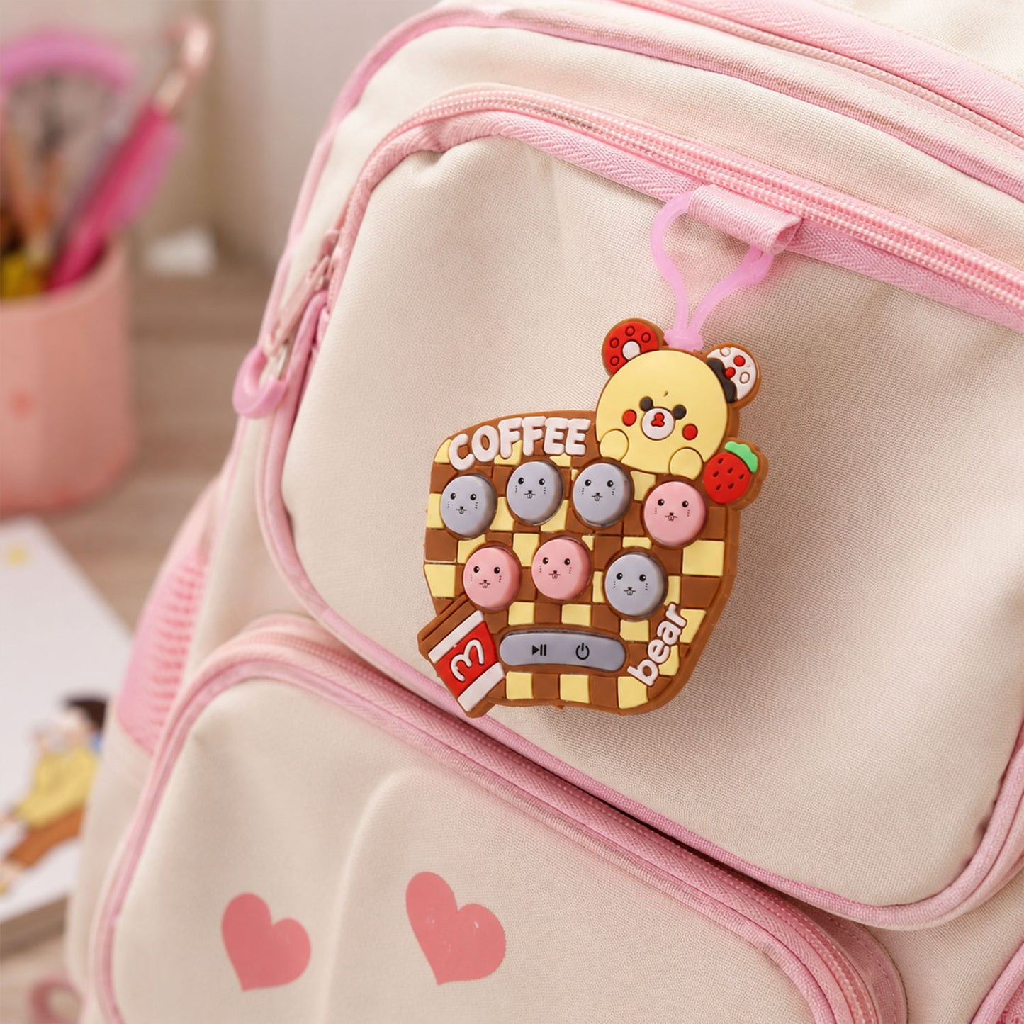 Cartoon Push-Button Musical Keychain Toy - (1 Pc)