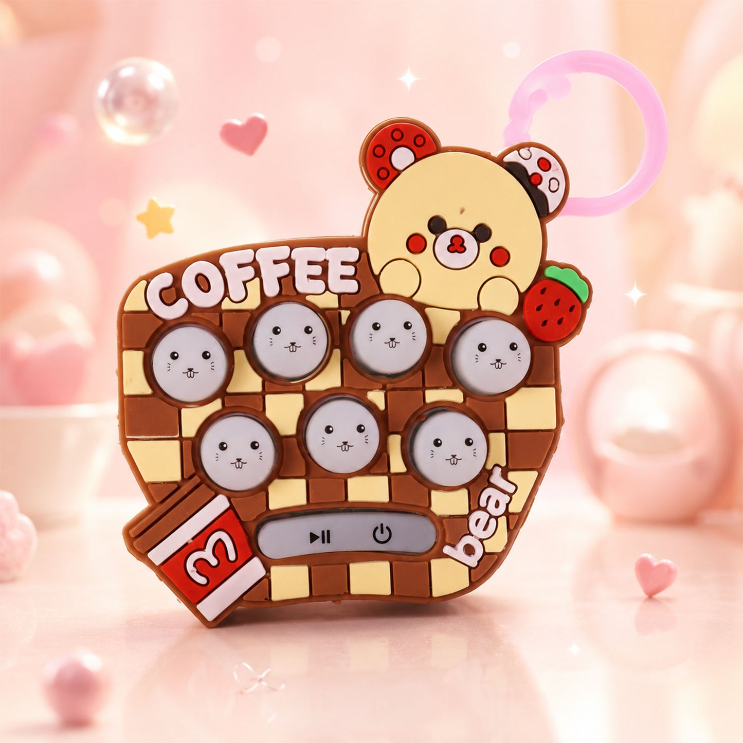 Cartoon Push-Button Musical Keychain Toy - (1 Pc)