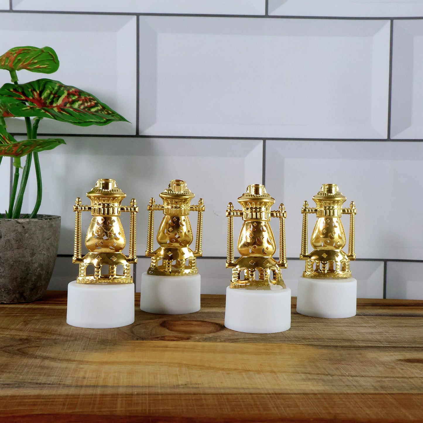 Mini Lantern-Style Flameless LED Tealights - (4 Pc)