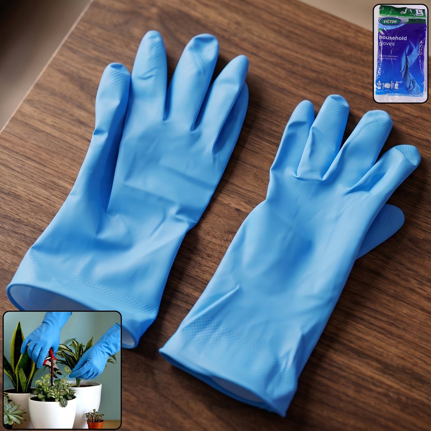 Large blue victor cleaning gloves
