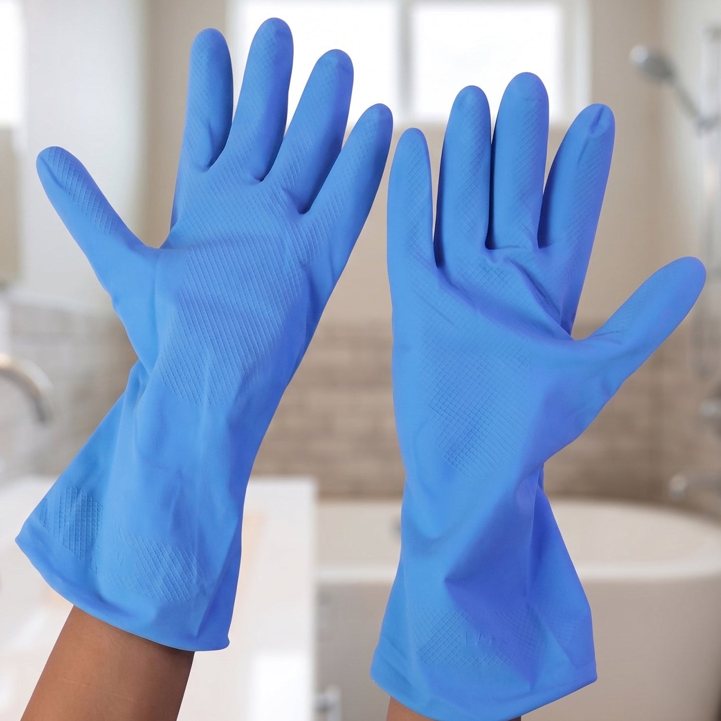 Blue gloves close-up large
