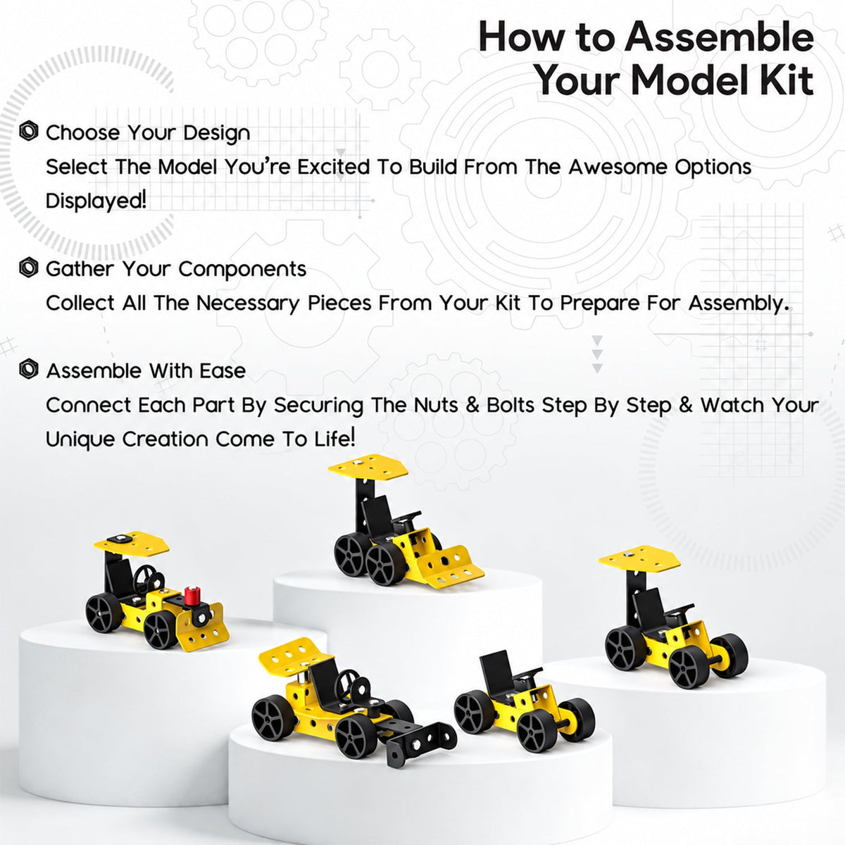 Diy Vehicle Construction Kit With Nuts Bolts And Tools For Kids (1 Set)