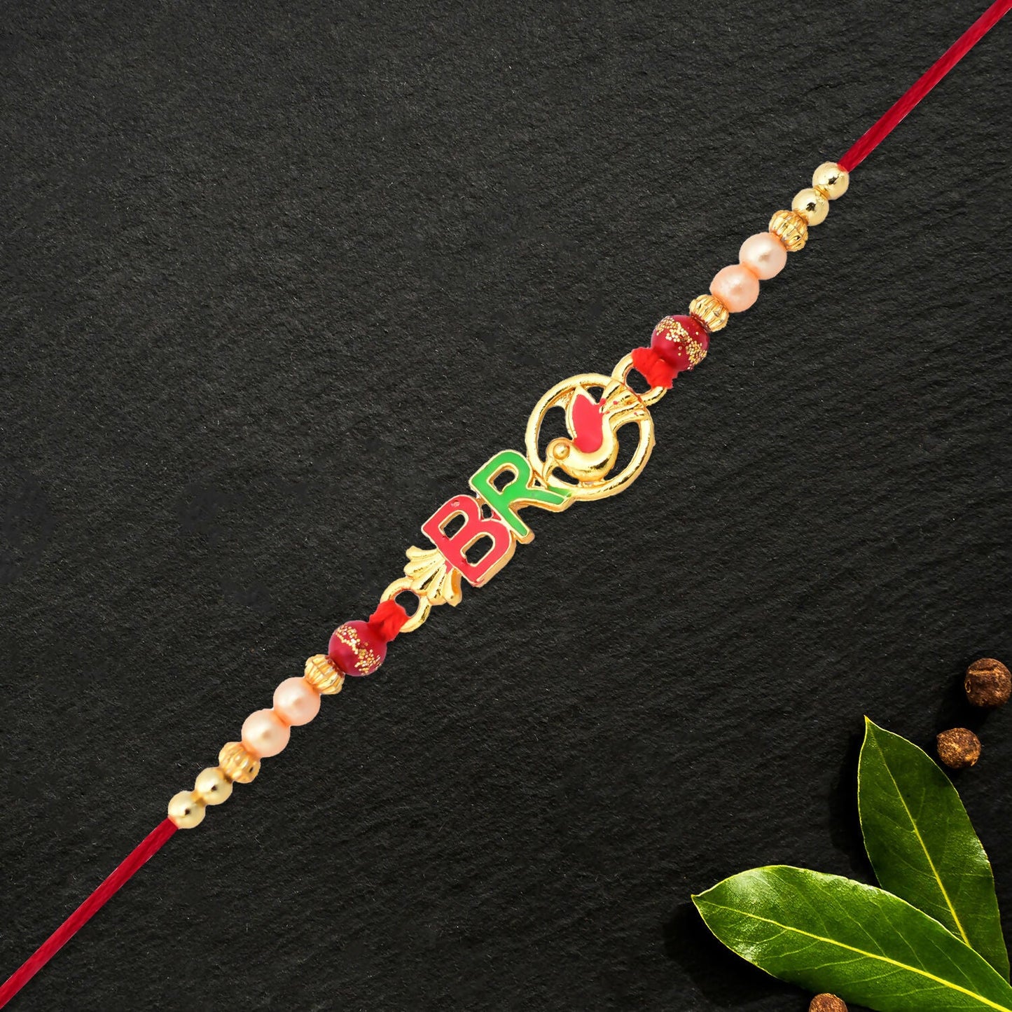Detailed vibrant threads and decorations of the handcrafted Color Pop Bro Rakhi