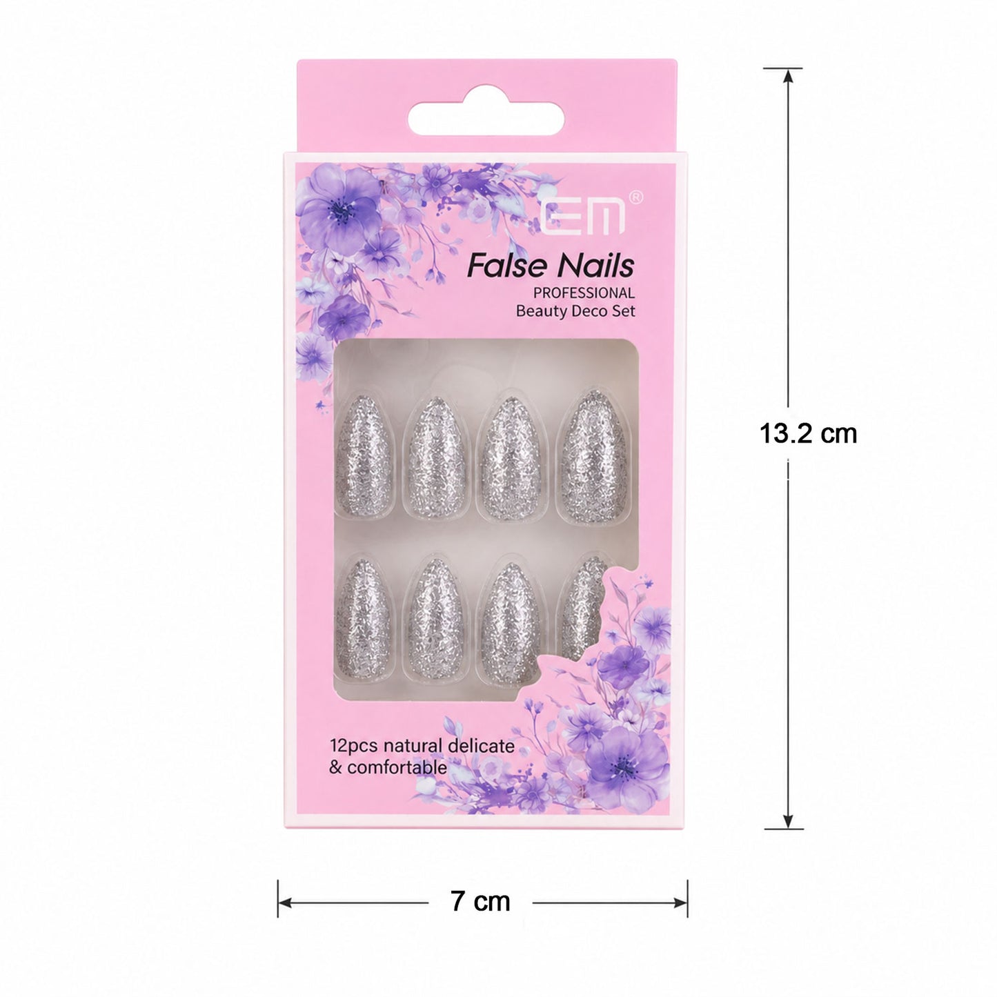 Glitter Press-On False Nails fake nails - (1 Pc / Mix Color & Design)