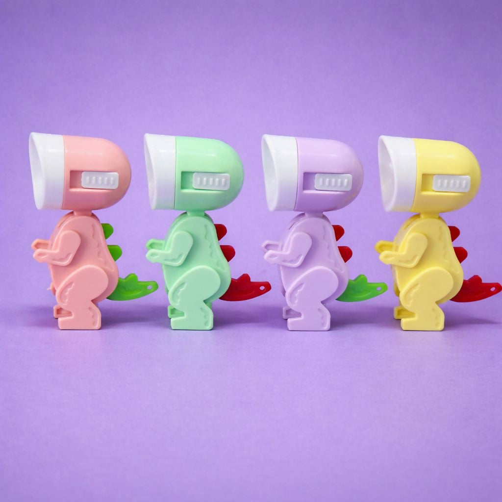 Cute Dinosaur LED Mini Flashlight Toy for Kids, Portable Torch Light (Color may vary)