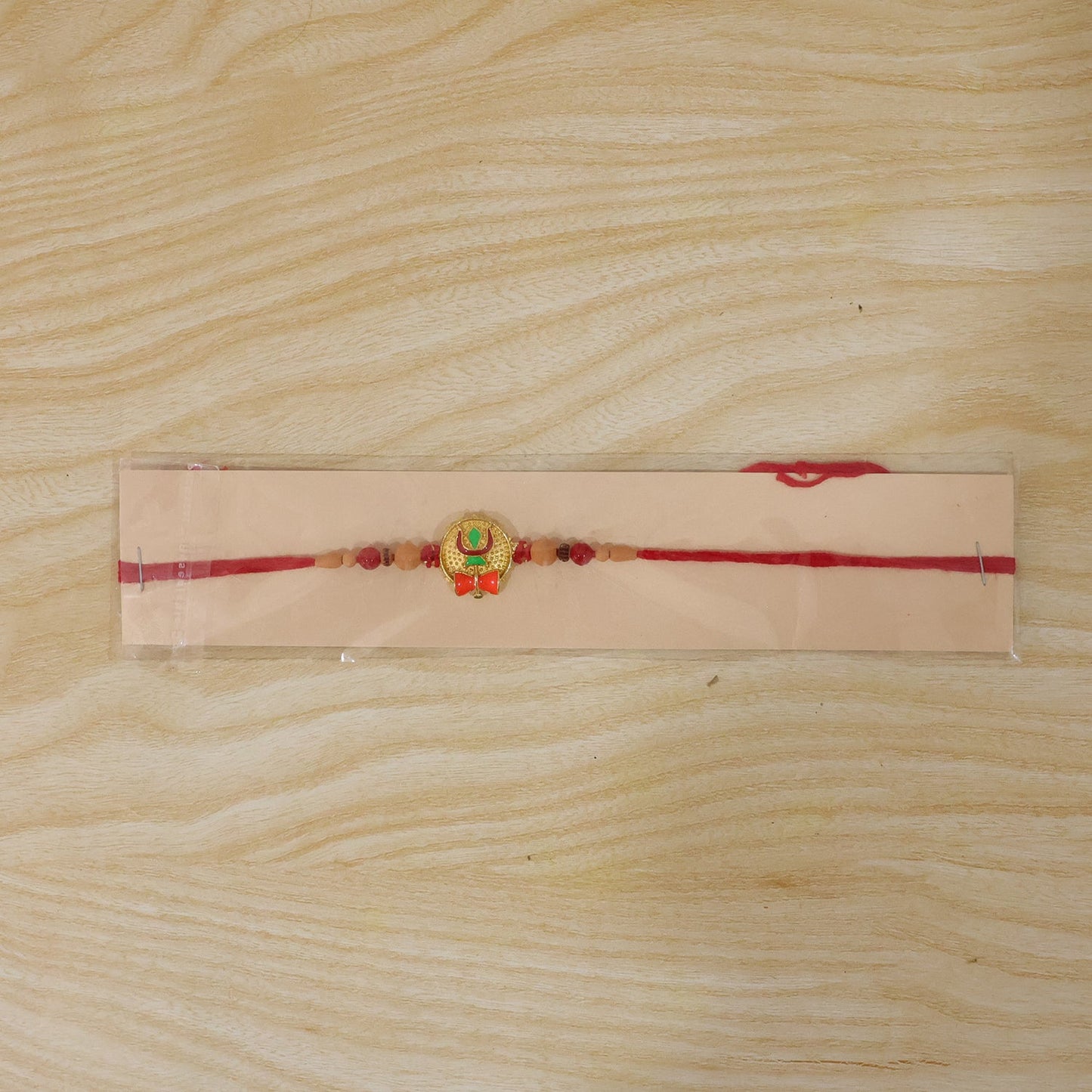 Detailed view of decorative elements on Rakhi