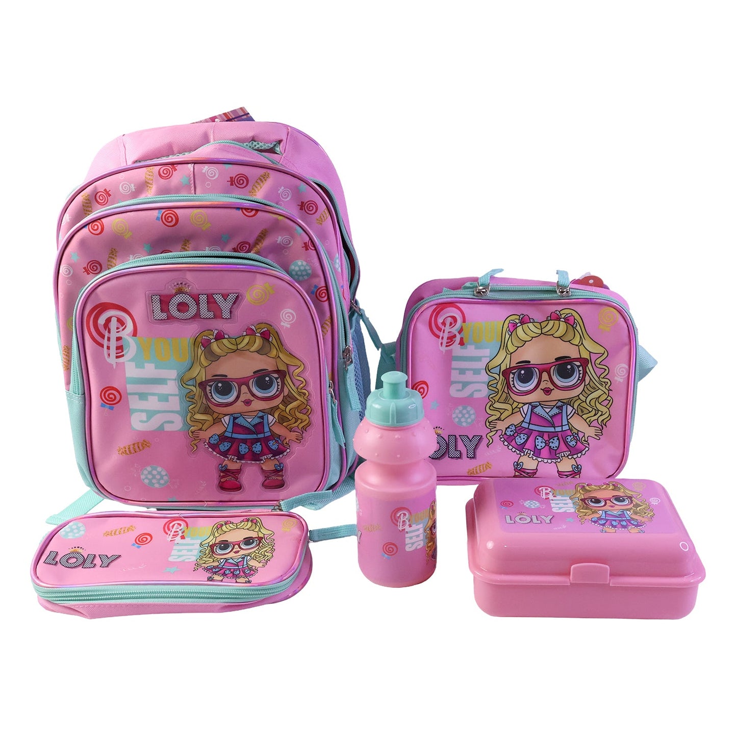 5 in 1 School Bag Set Includes Lunch Bag 14 Inch Bag 1 Set Mix
