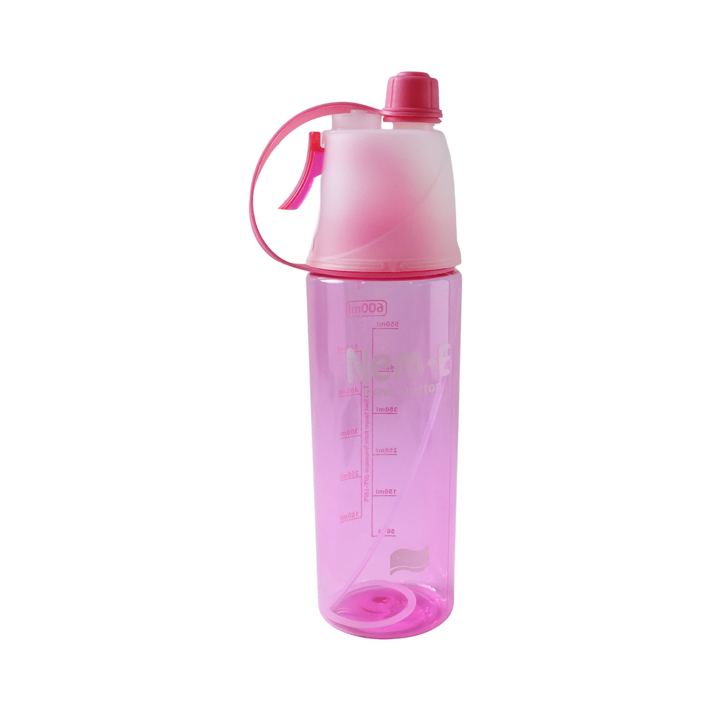 Plastic Dual Function Sports Water Bottle with Built-in Mist Spray and Leakproof Cap (600ML / 1 Pc)