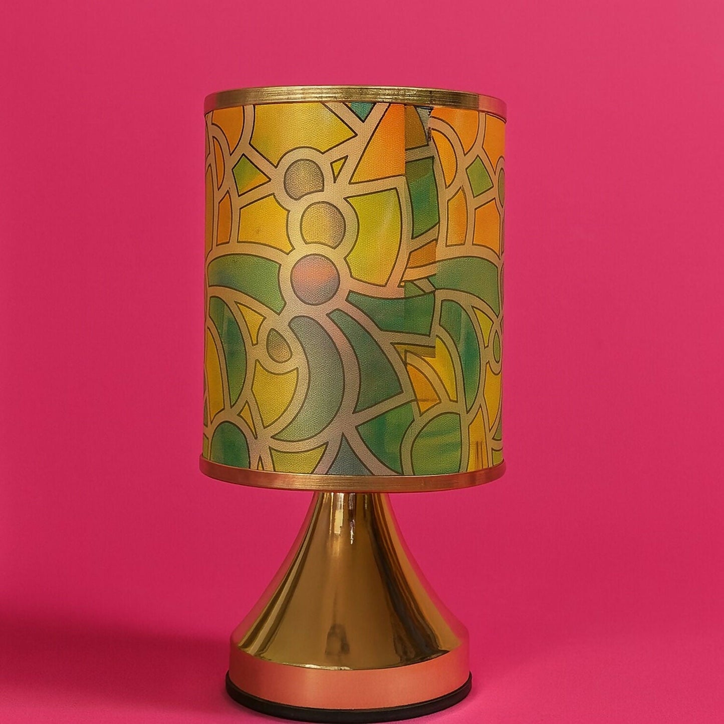 Premium Designer Printed LED Table Lamp for Home Décor | Artistic Pattern Fabric Shade with Golden Base | Soft Ambient Night Lamp for Bedroom, Living Room, Study & Gifting | Energy Efficient Warm Light