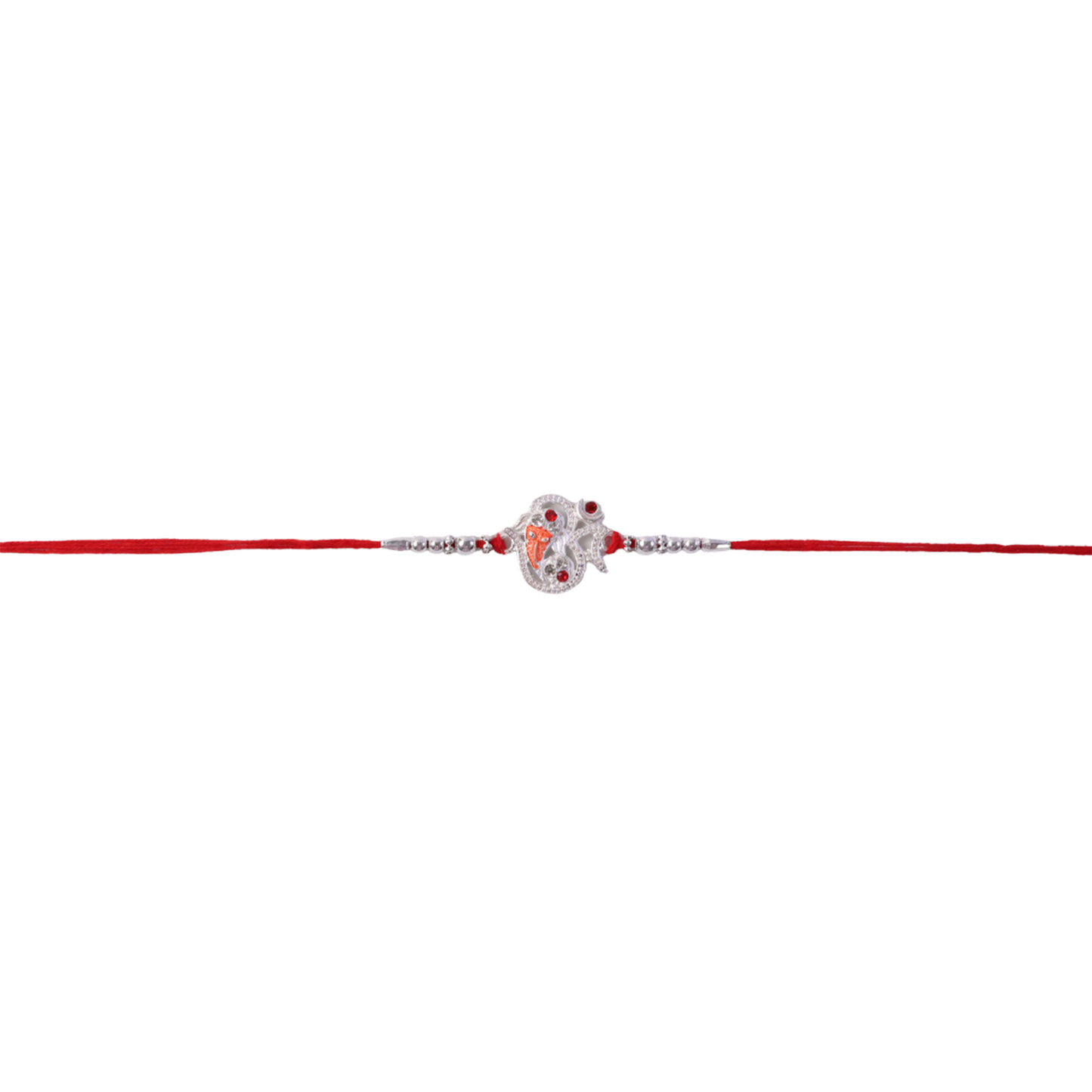 Traditional Rakshabandhan Rakhi featuring silver Lord Ganesh motif on bracelet