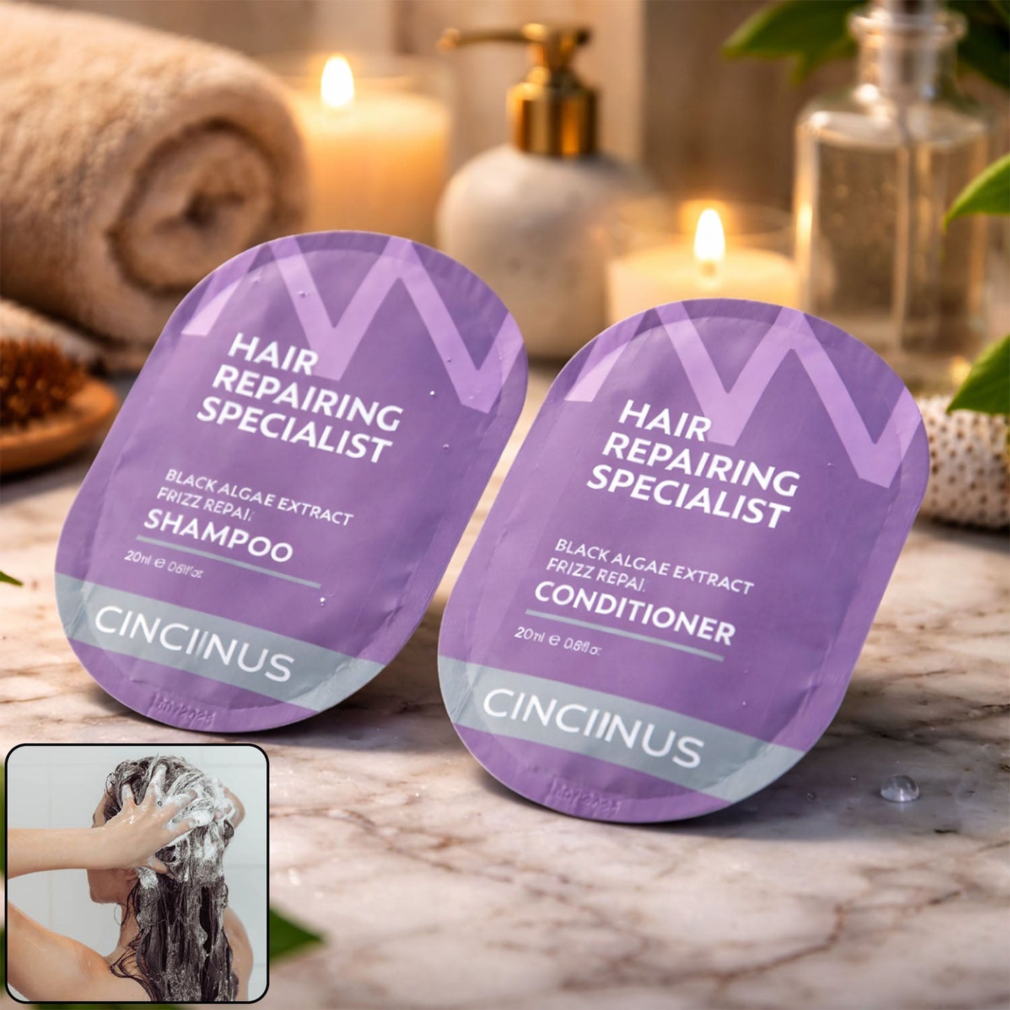 Hair Repair Shampoo and Conditioner Combo Sachet Set (2 Pc, 20ML Each)